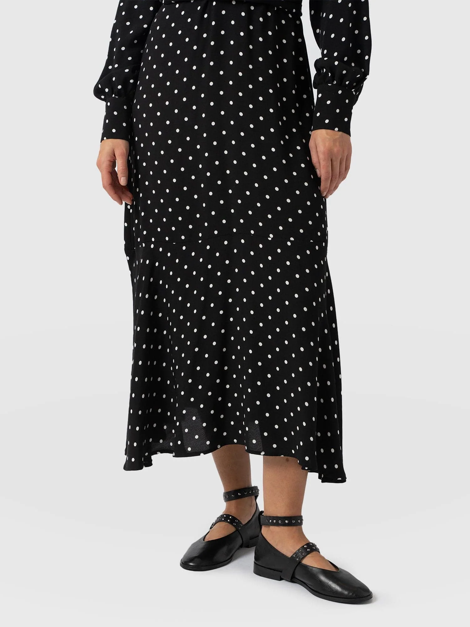 Adaline Zip Up Dress - Black Polka Dot - Image 3