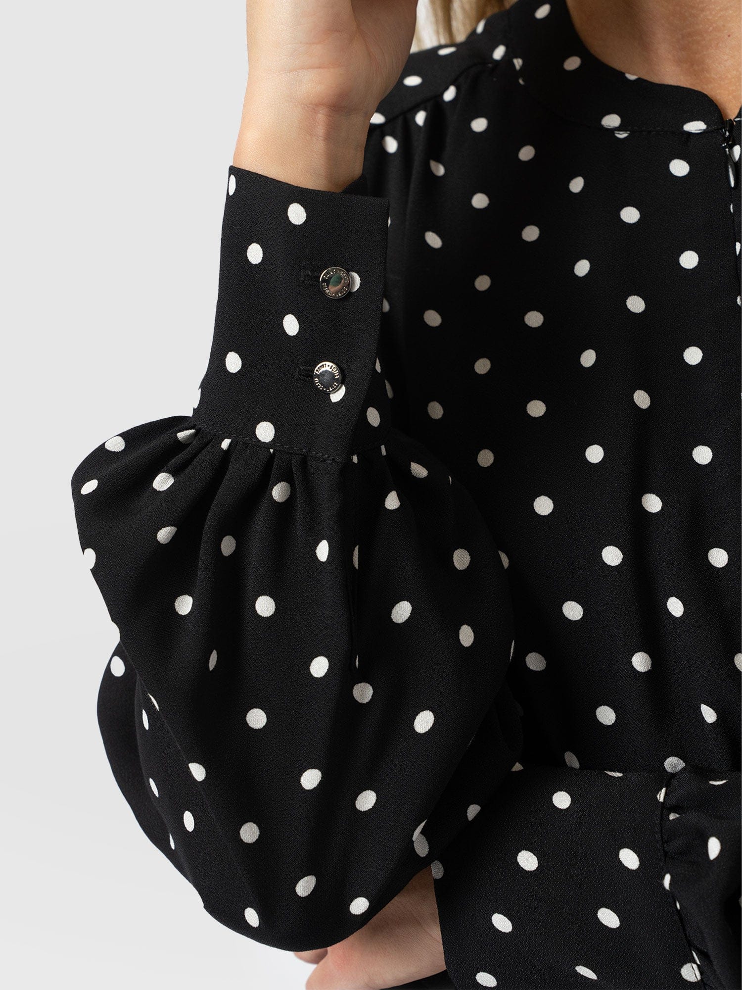 Adaline Zip Up Dress - Black Polka Dot - Image 4
