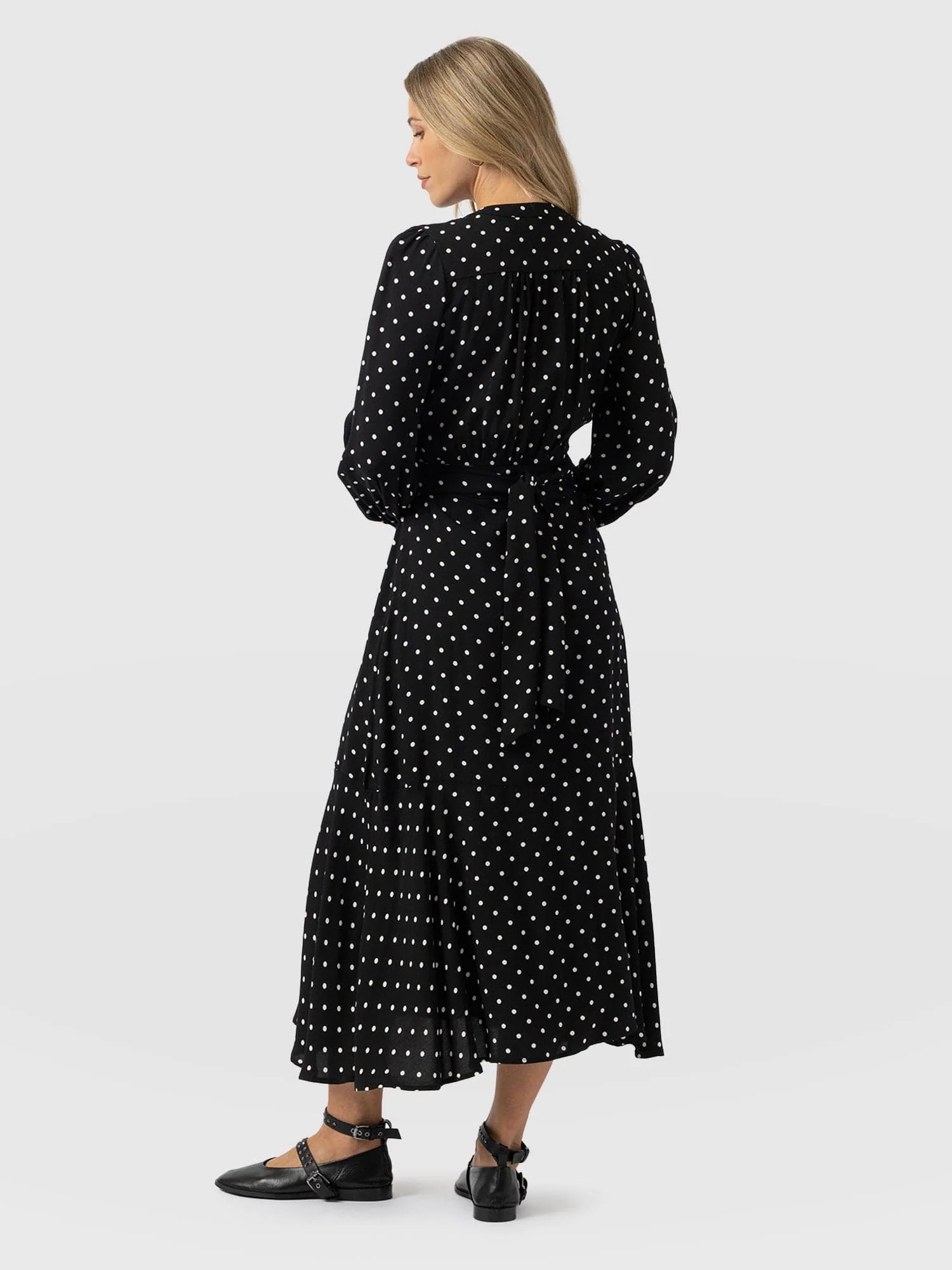 Adaline Zip Up Dress - Black Polka Dot - Image 6
