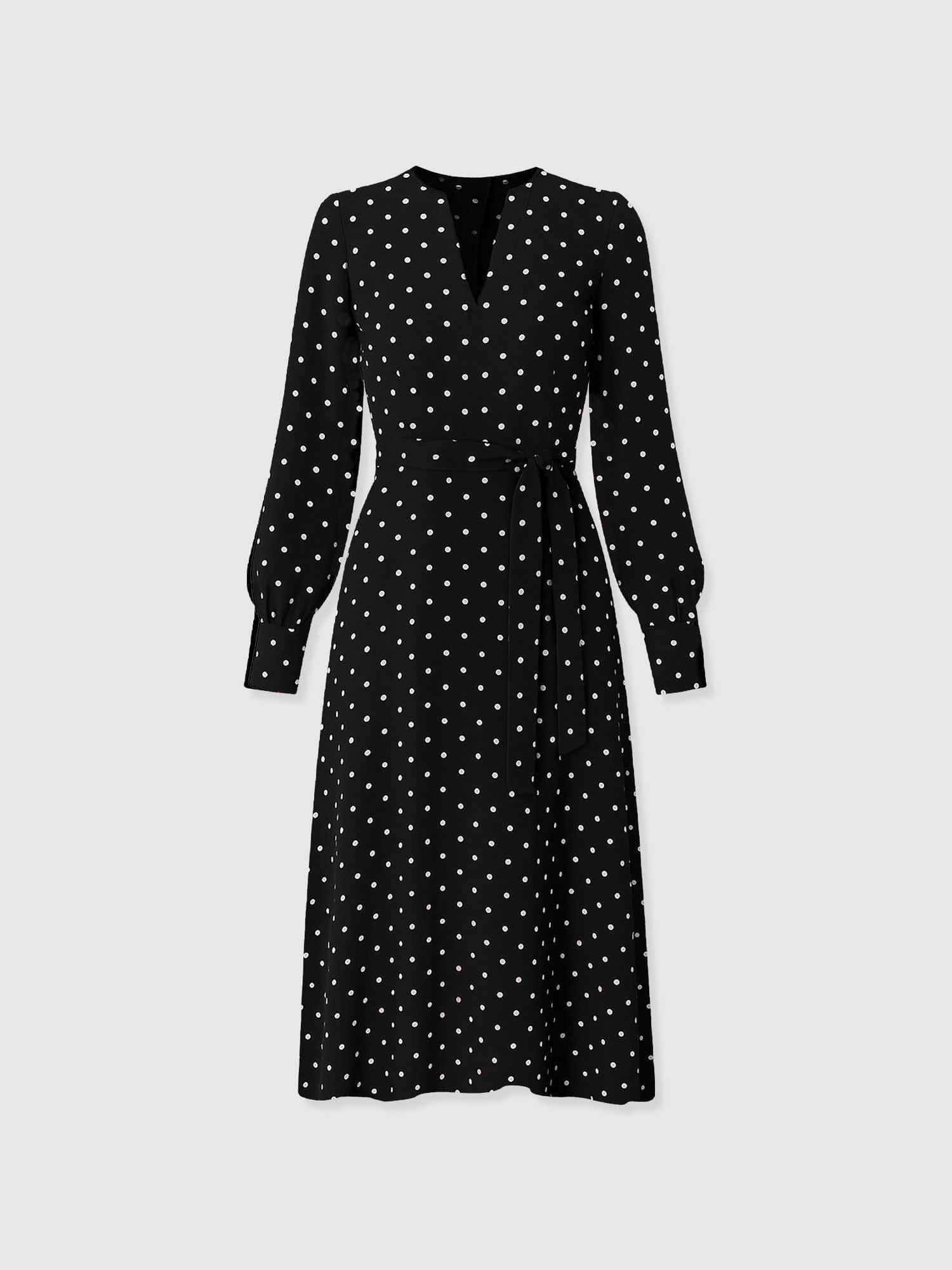 Adaline Zip Up Dress - Black Polka Dot - Image 7
