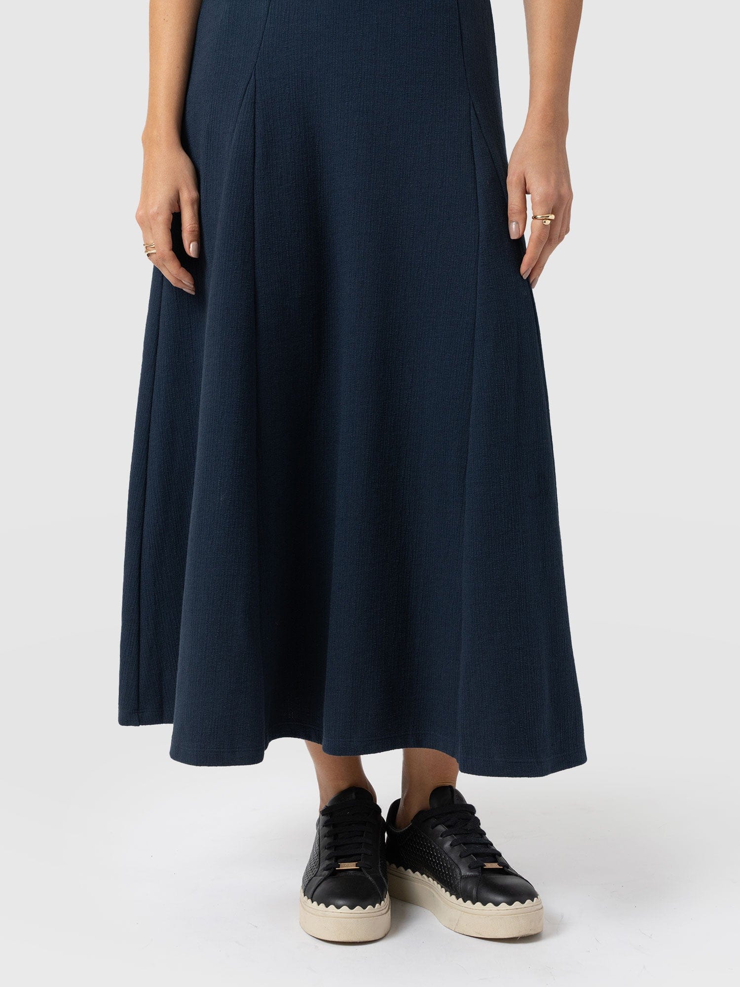 Akia Short Sleeve Dress - Navy Textured - Image 5