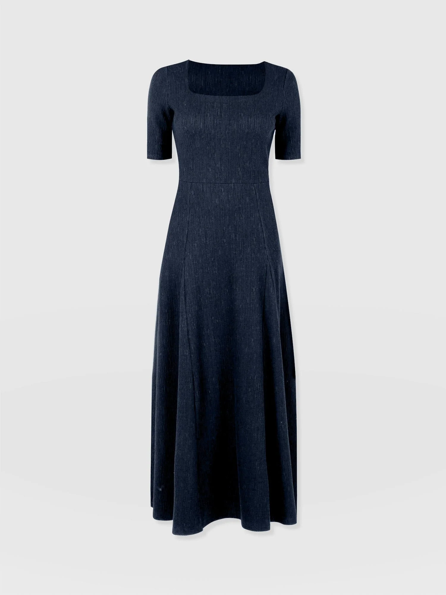 Akia Short Sleeve Dress - Navy Textured - Image 7
