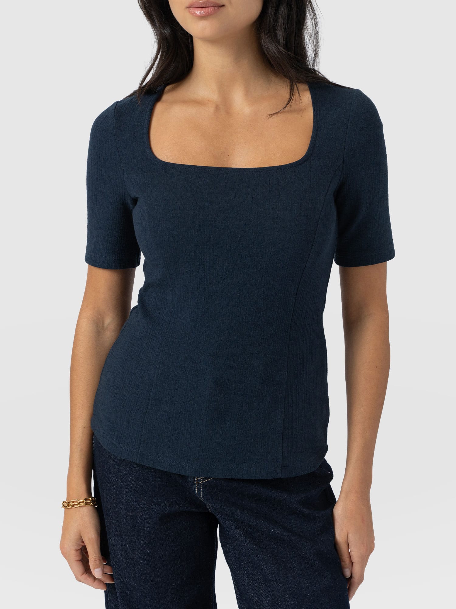 Akia Short Sleeve Tee - Navy Textured - Image 3