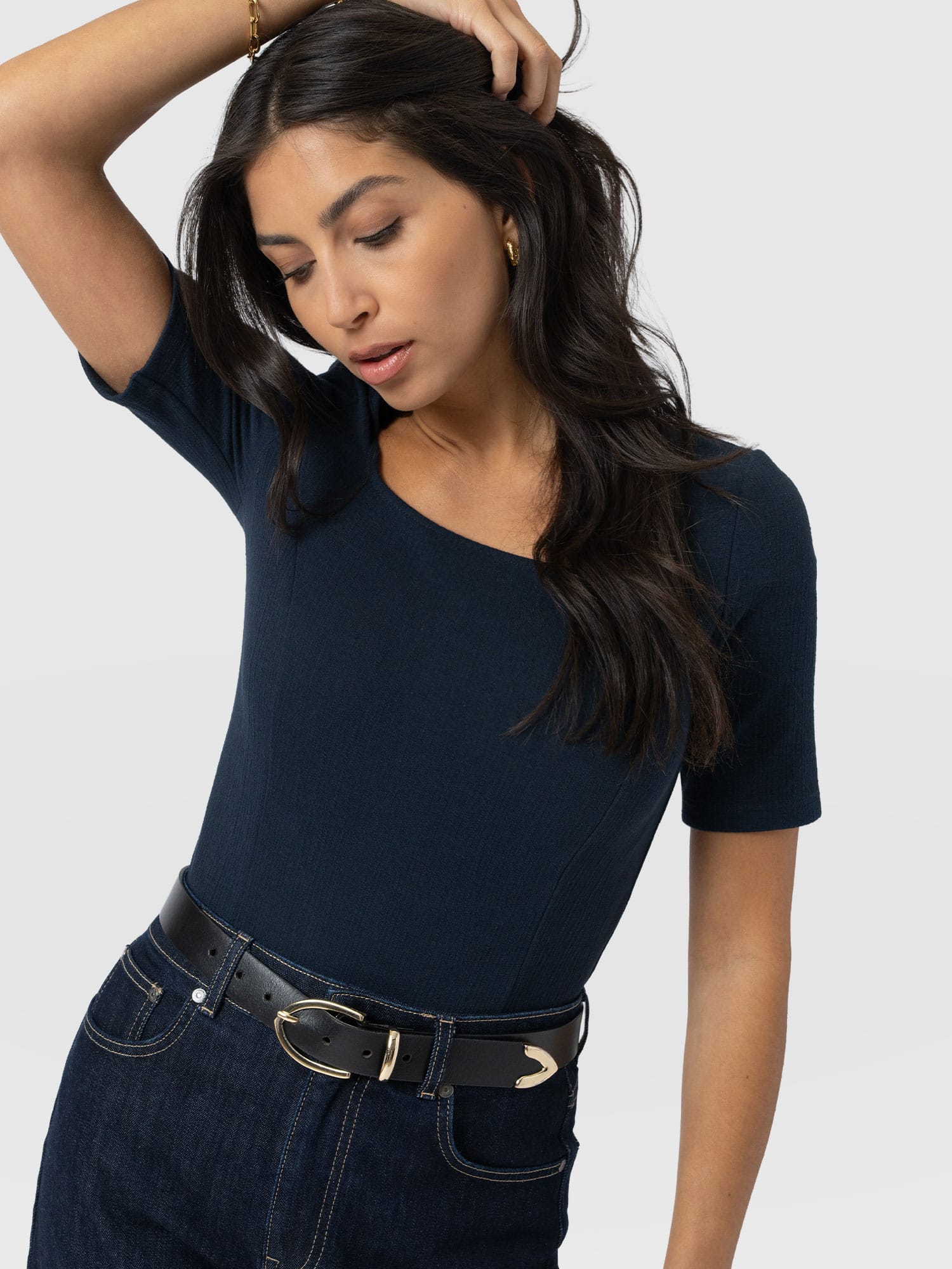 Akia Short Sleeve Tee - Navy Textured - Image 4