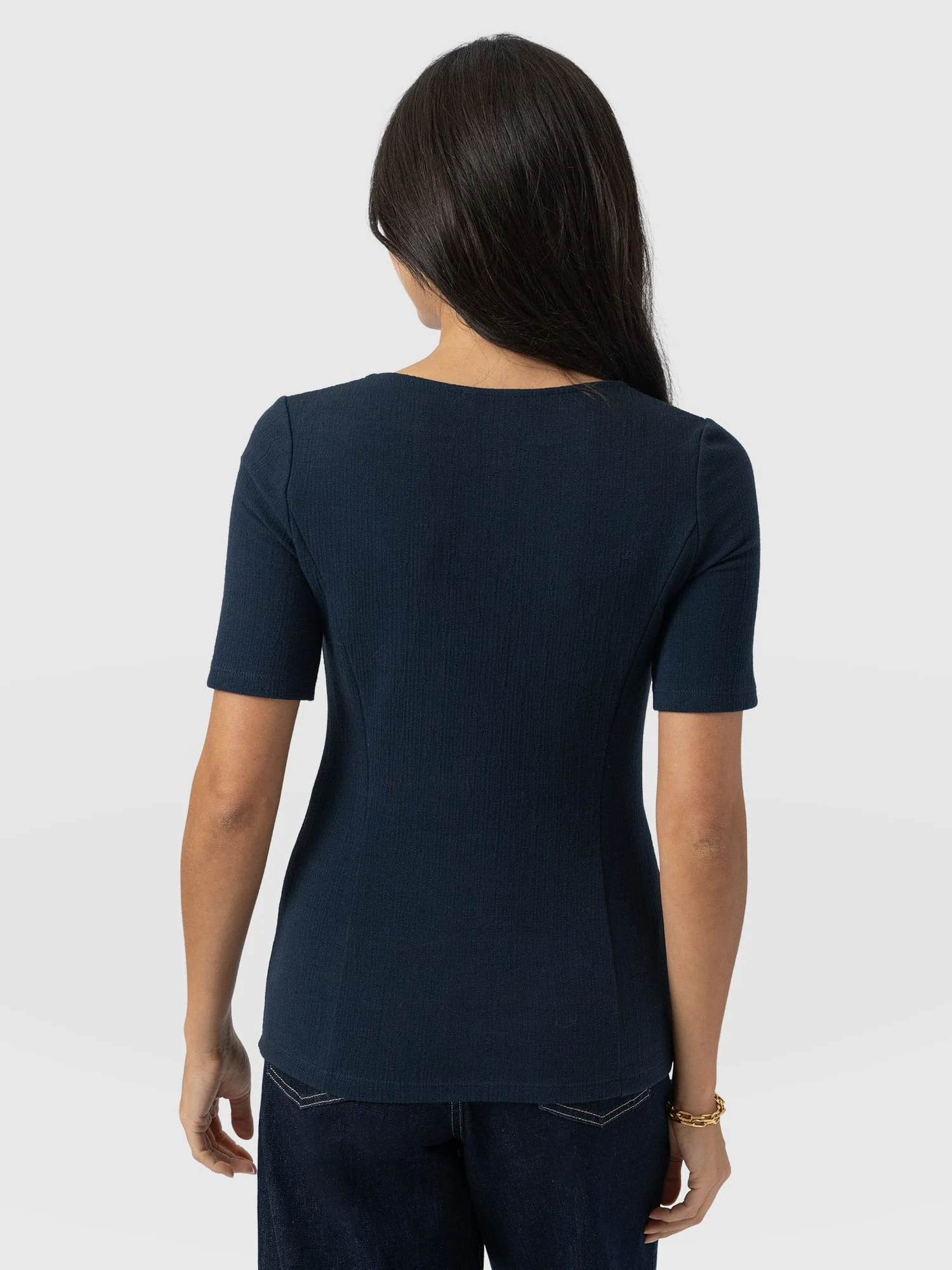 Akia Short Sleeve Tee - Navy Textured - Image 6