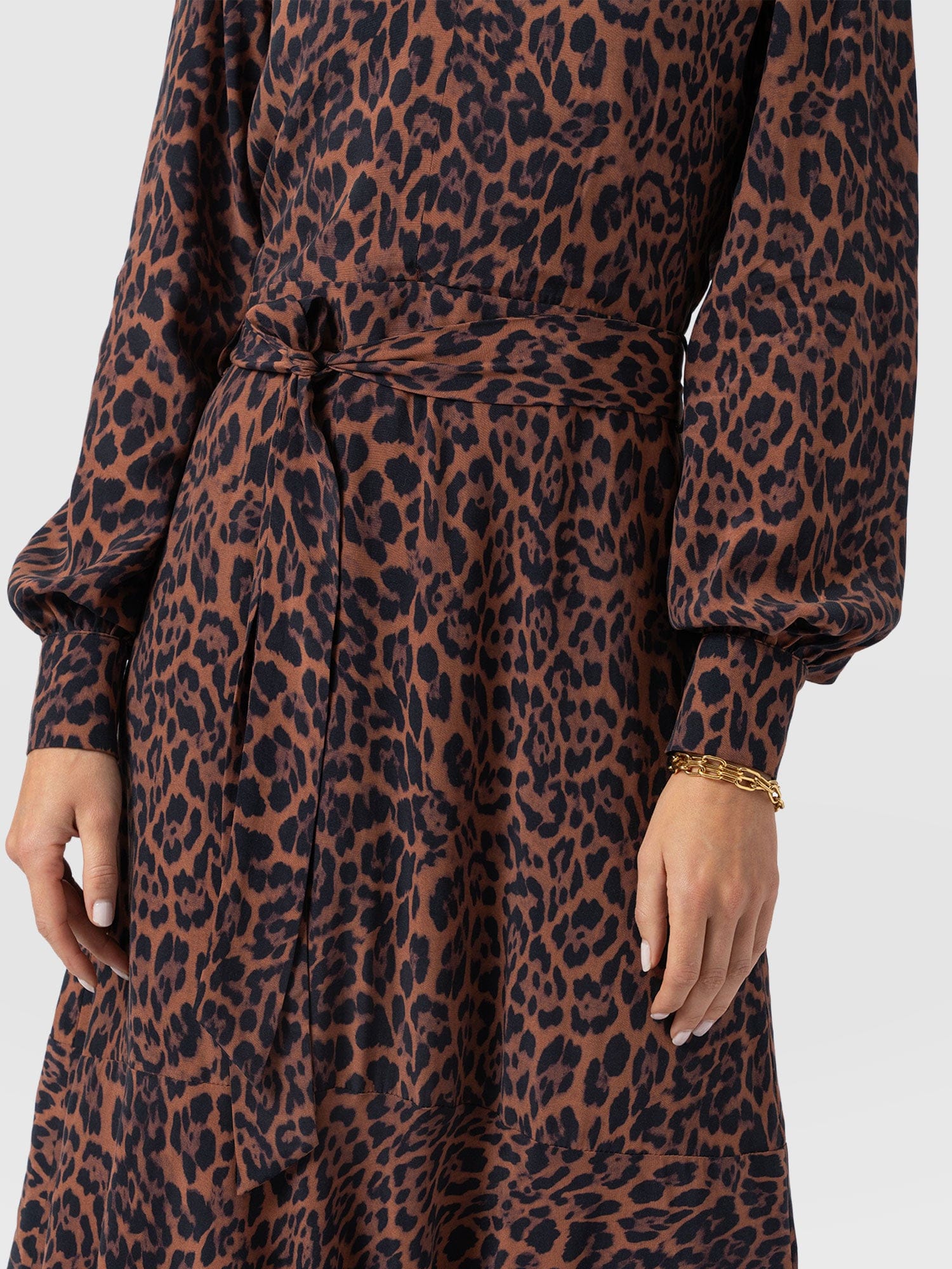 Allegra V Neck Dress - Brown Leopard - Image 5