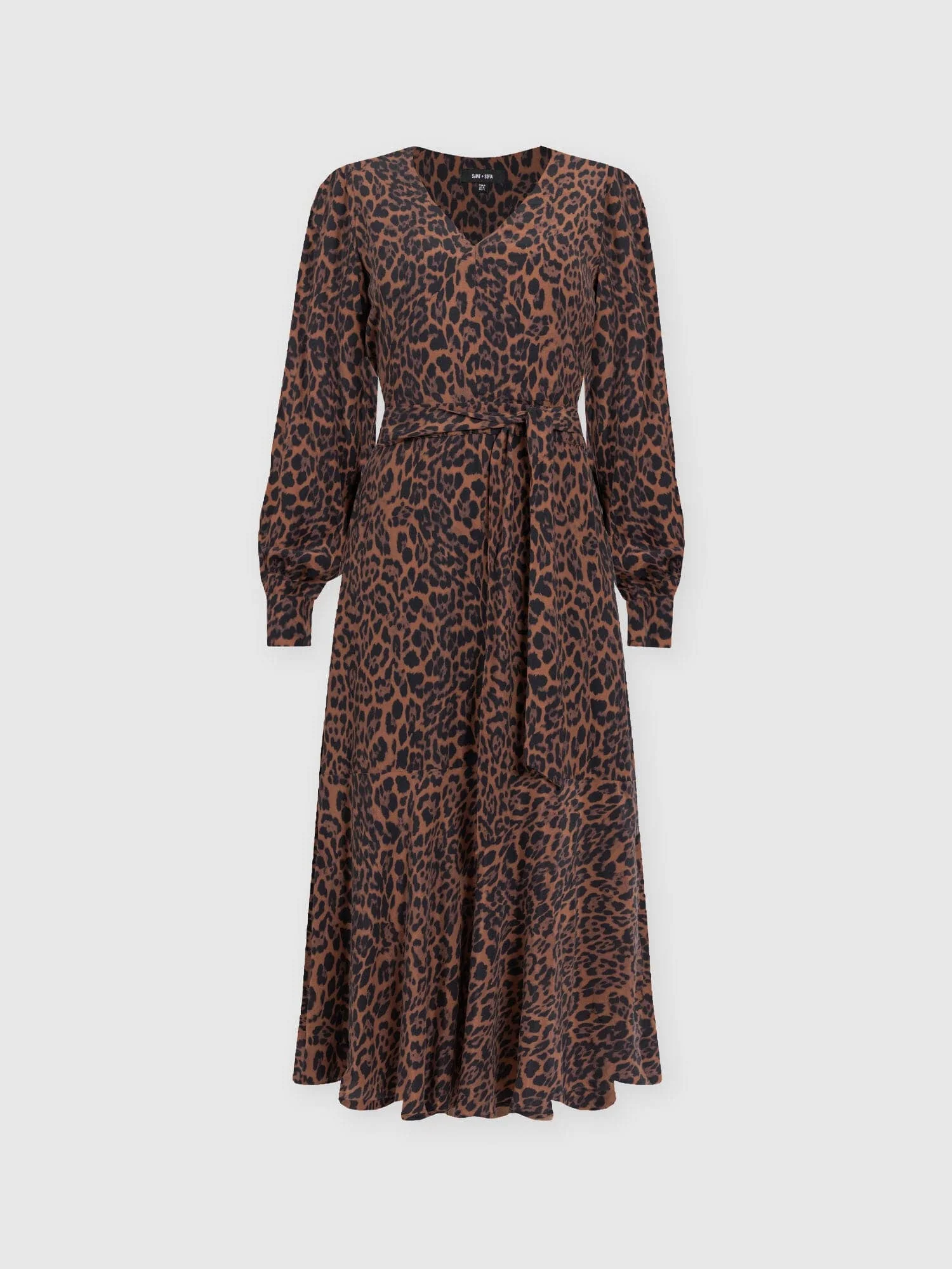 Allegra V Neck Dress - Brown Leopard - Image 7