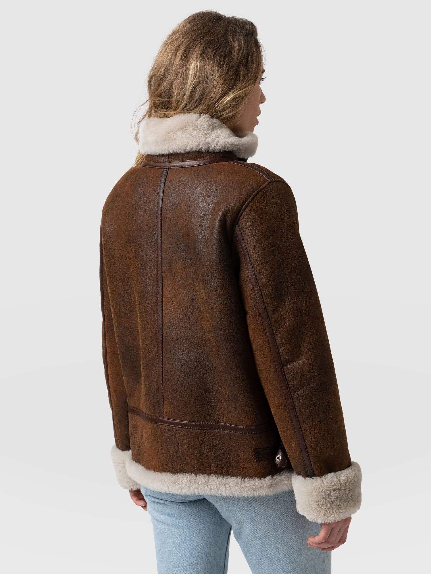 Amelia Aviator Jacket - Brown - Image 3