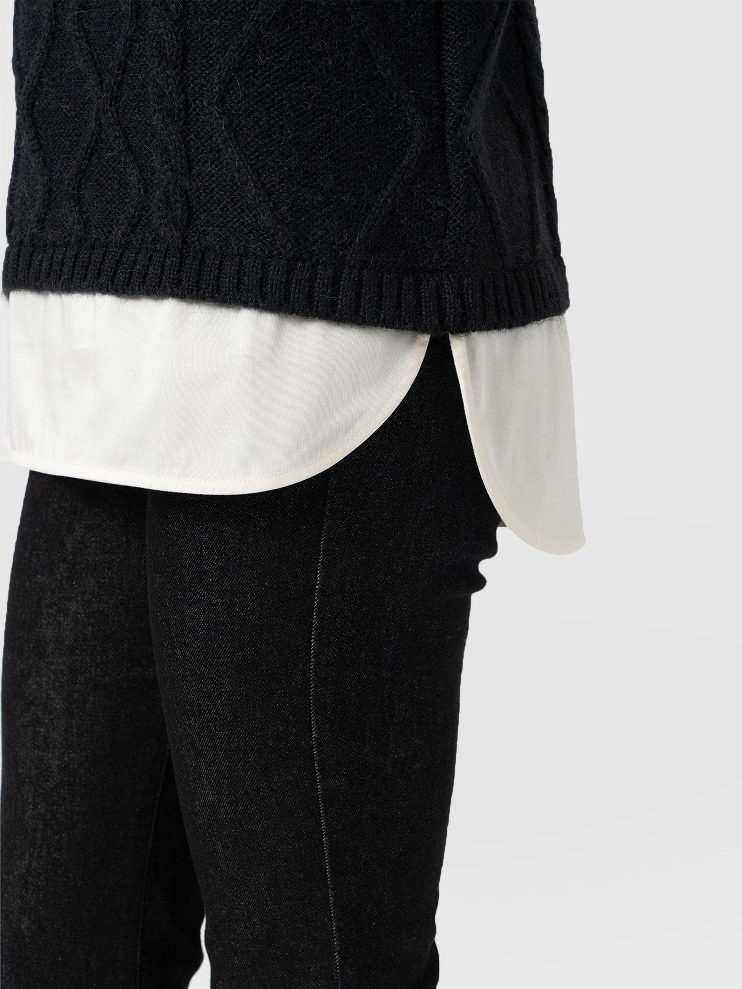 Arden Mock Shirt Jumper - Black - Image 4