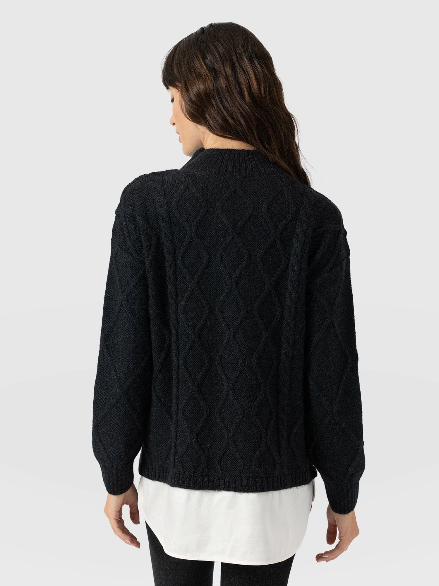 Arden Mock Shirt Jumper - Black - Image 6