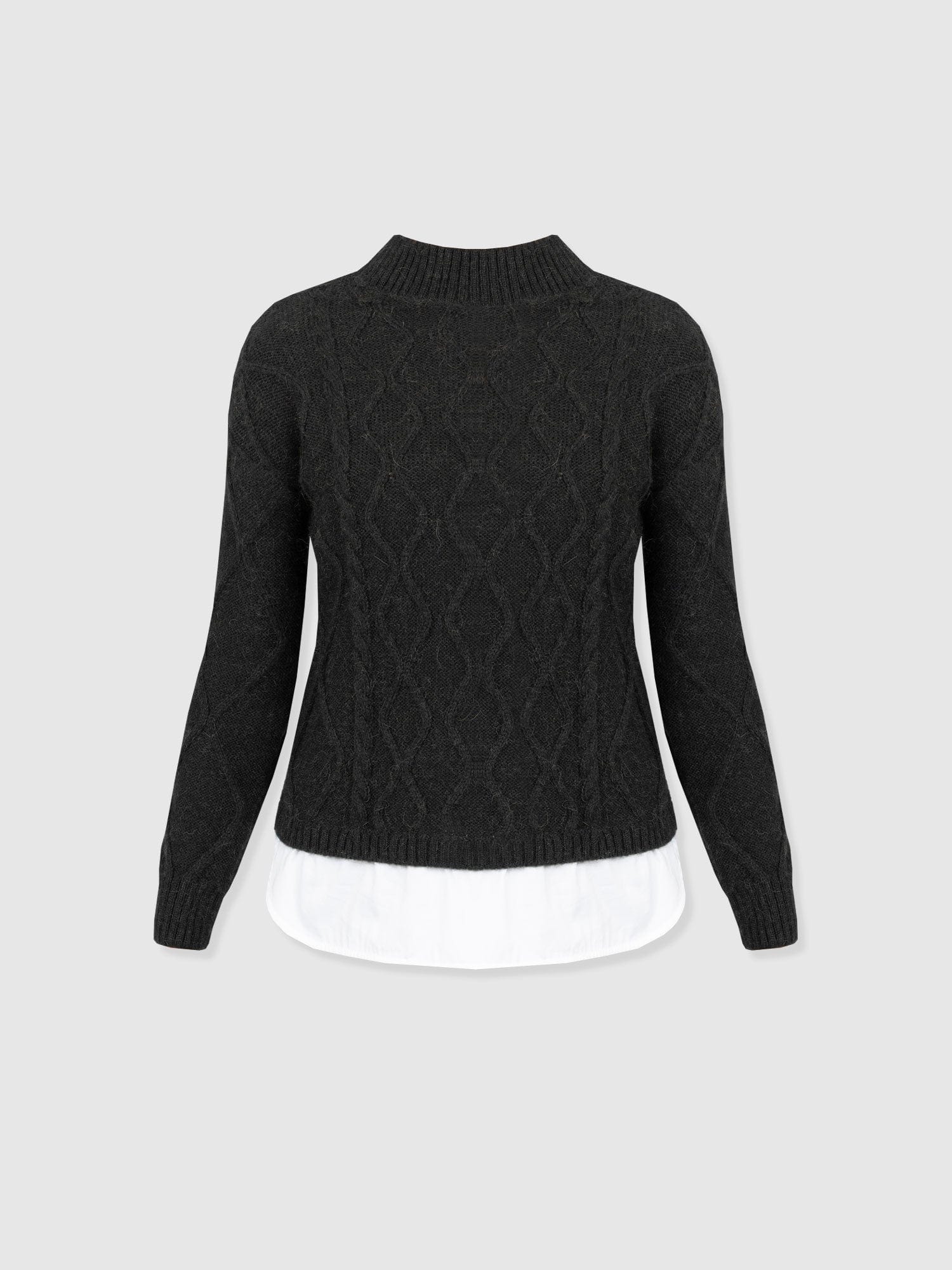 Arden Mock Shirt Jumper - Black - Image 7