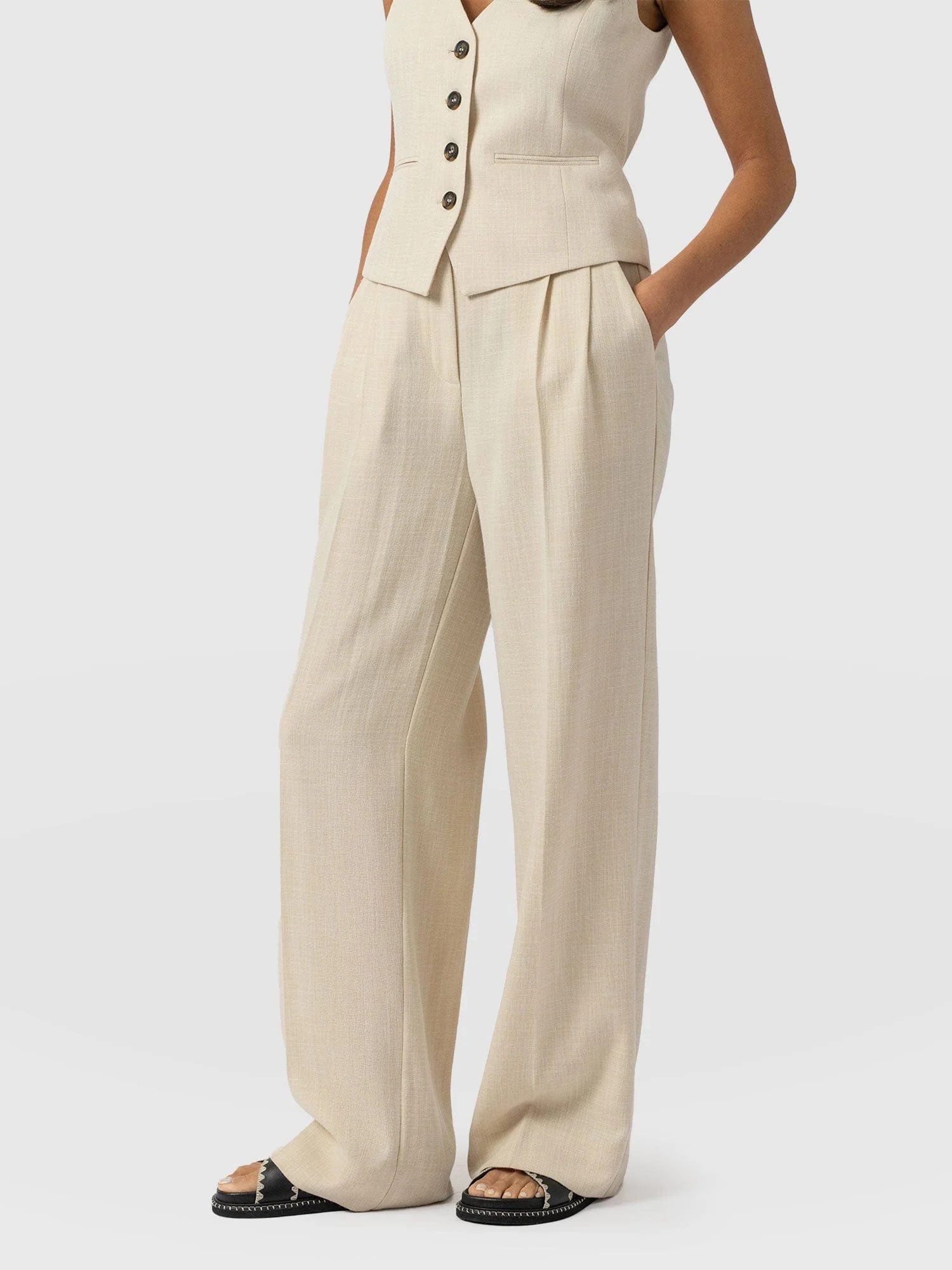 Argent Wide Leg Pant - Cream - Image 4