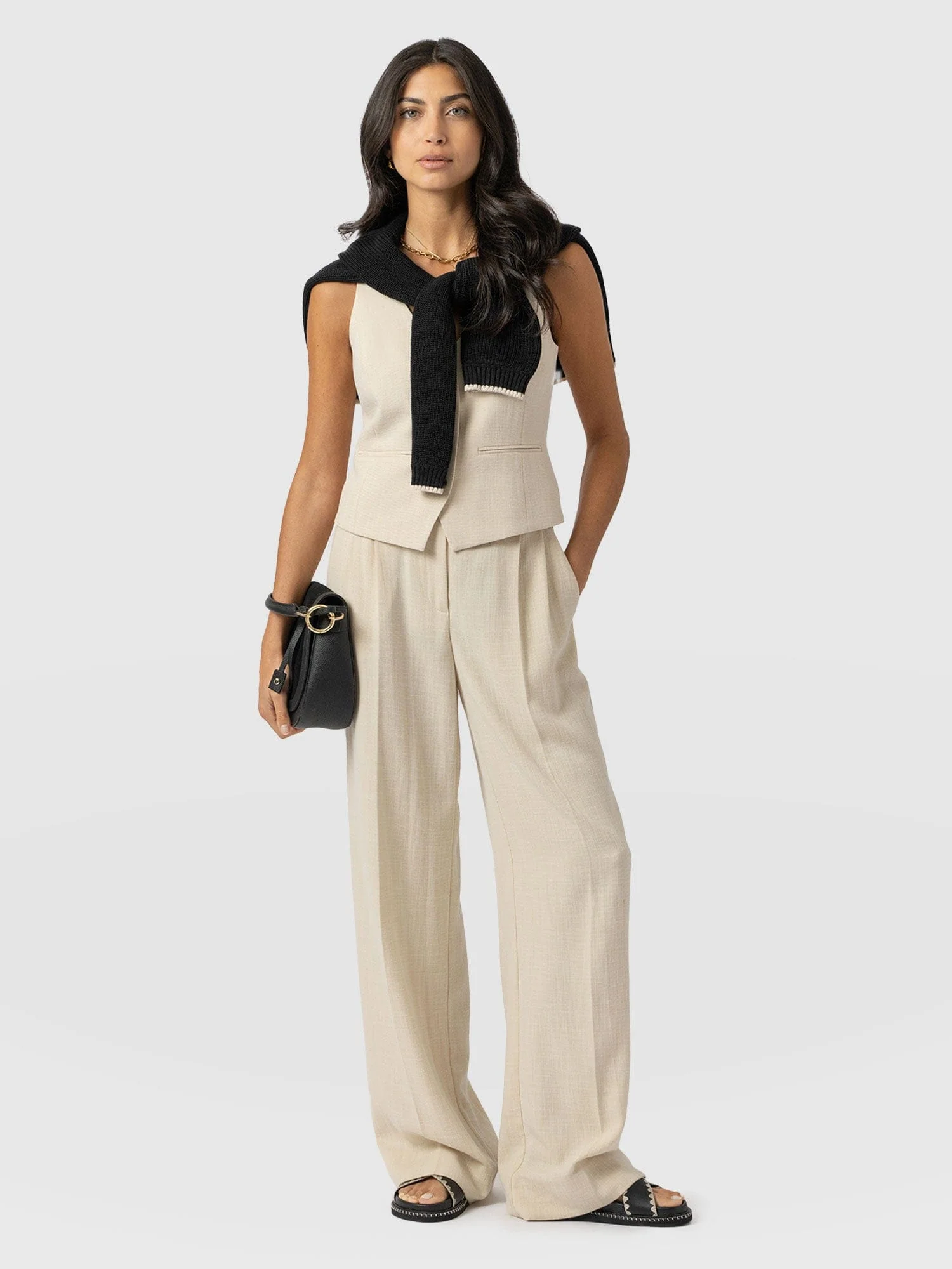 Argent Wide Leg Pant - Cream - Image 5