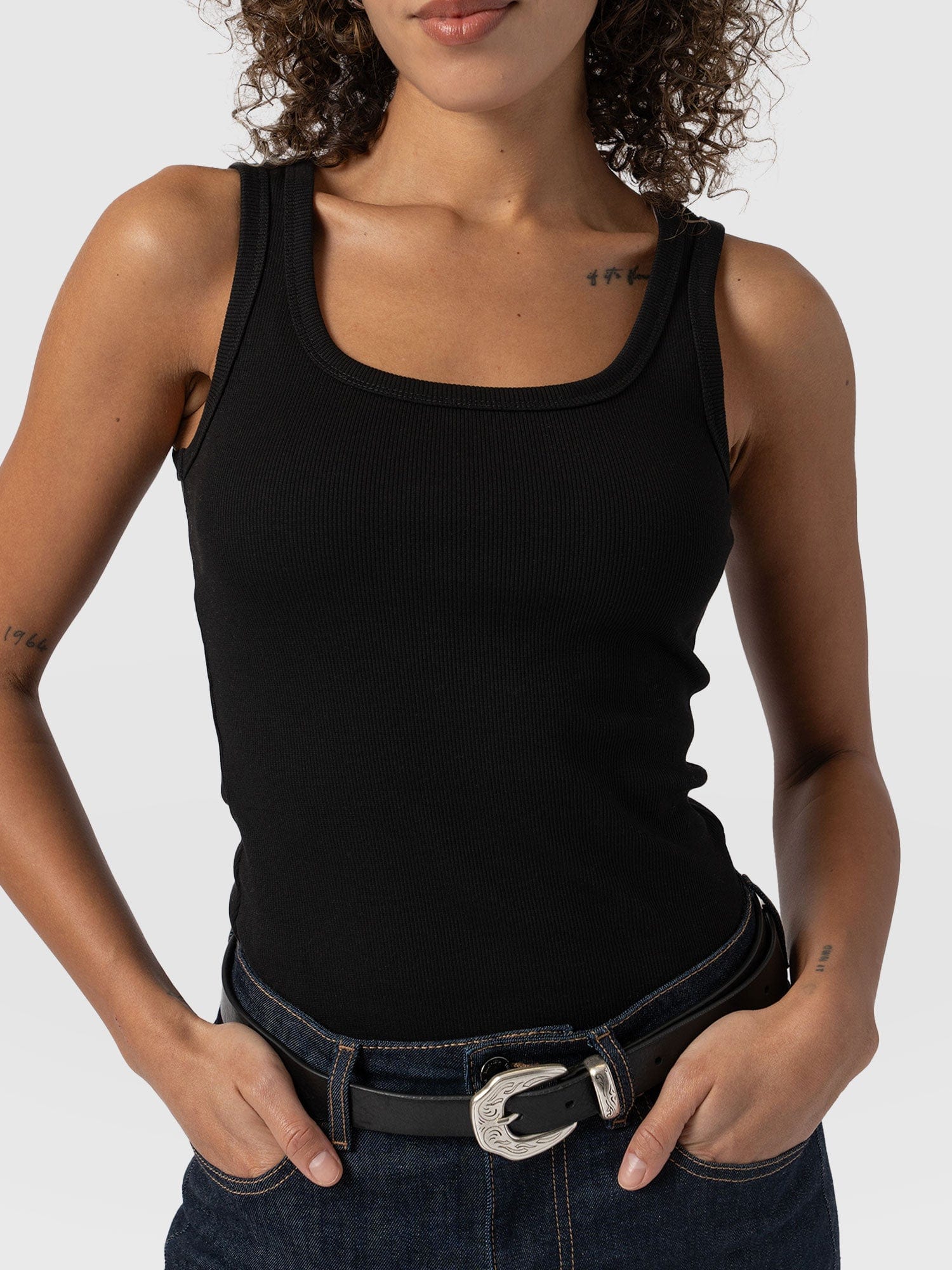 Asher Scoop Neck Vest - Black - Image 3