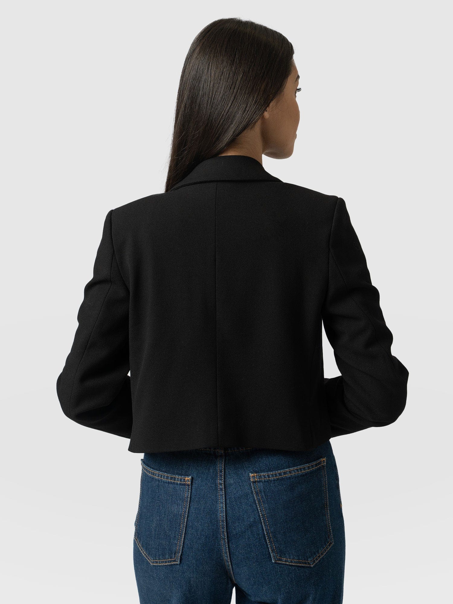 Astrid Cropped Blazer - Black Crepe - Image 6