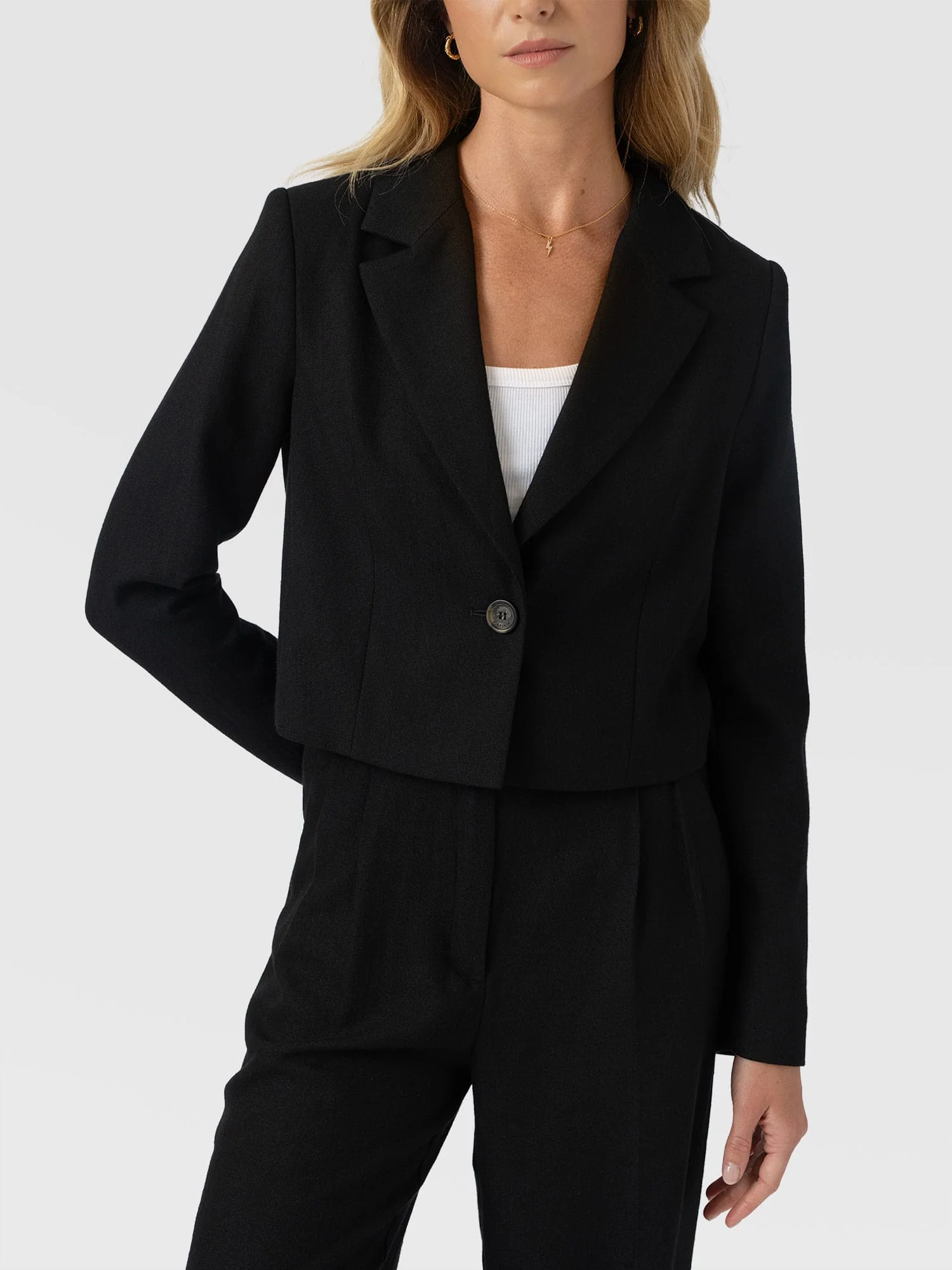 Astrid Cropped Blazer - Black - Image 5