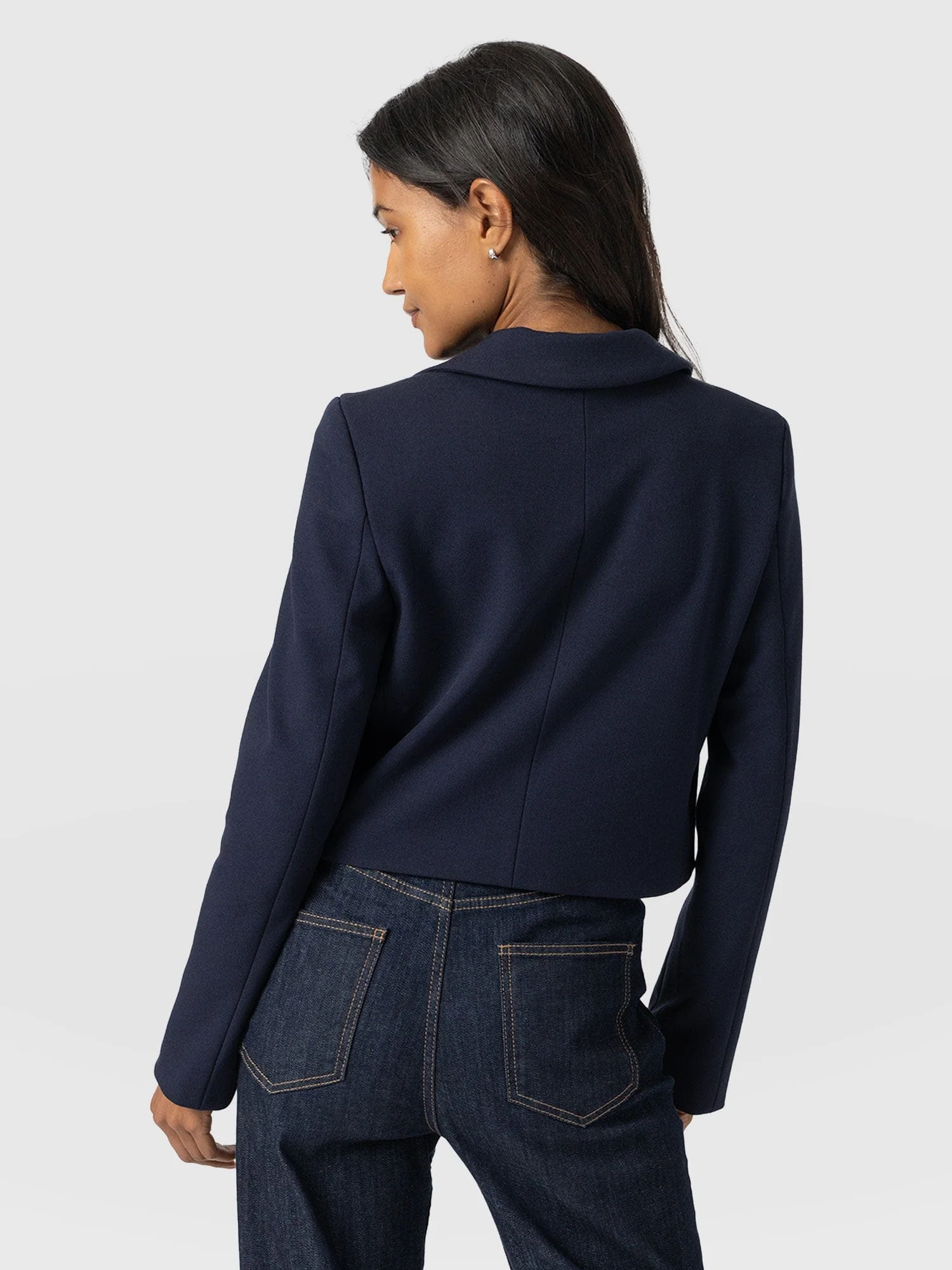 Astrid Cropped Blazer - Navy - Image 6