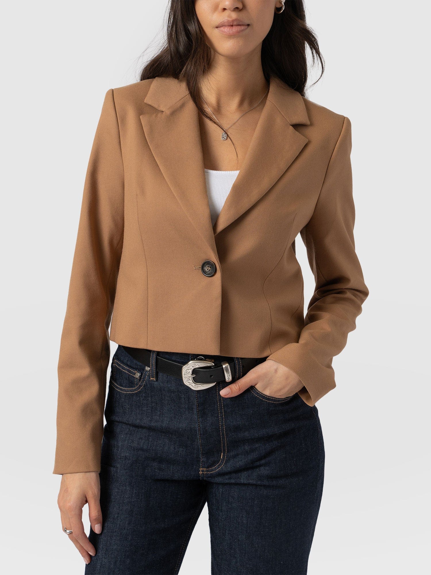 Astrid Crop Blazer - Camel - Image 3
