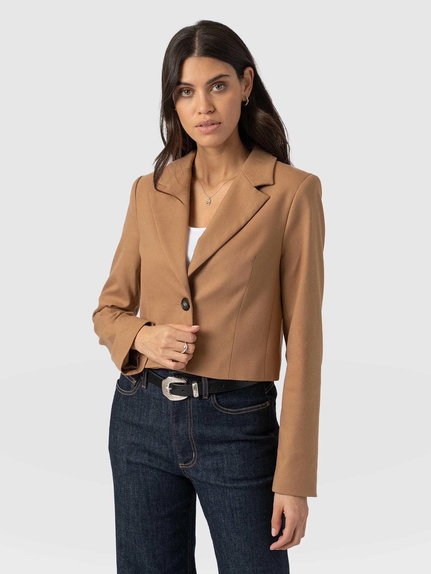Astrid Crop Blazer - Camel - Image 5