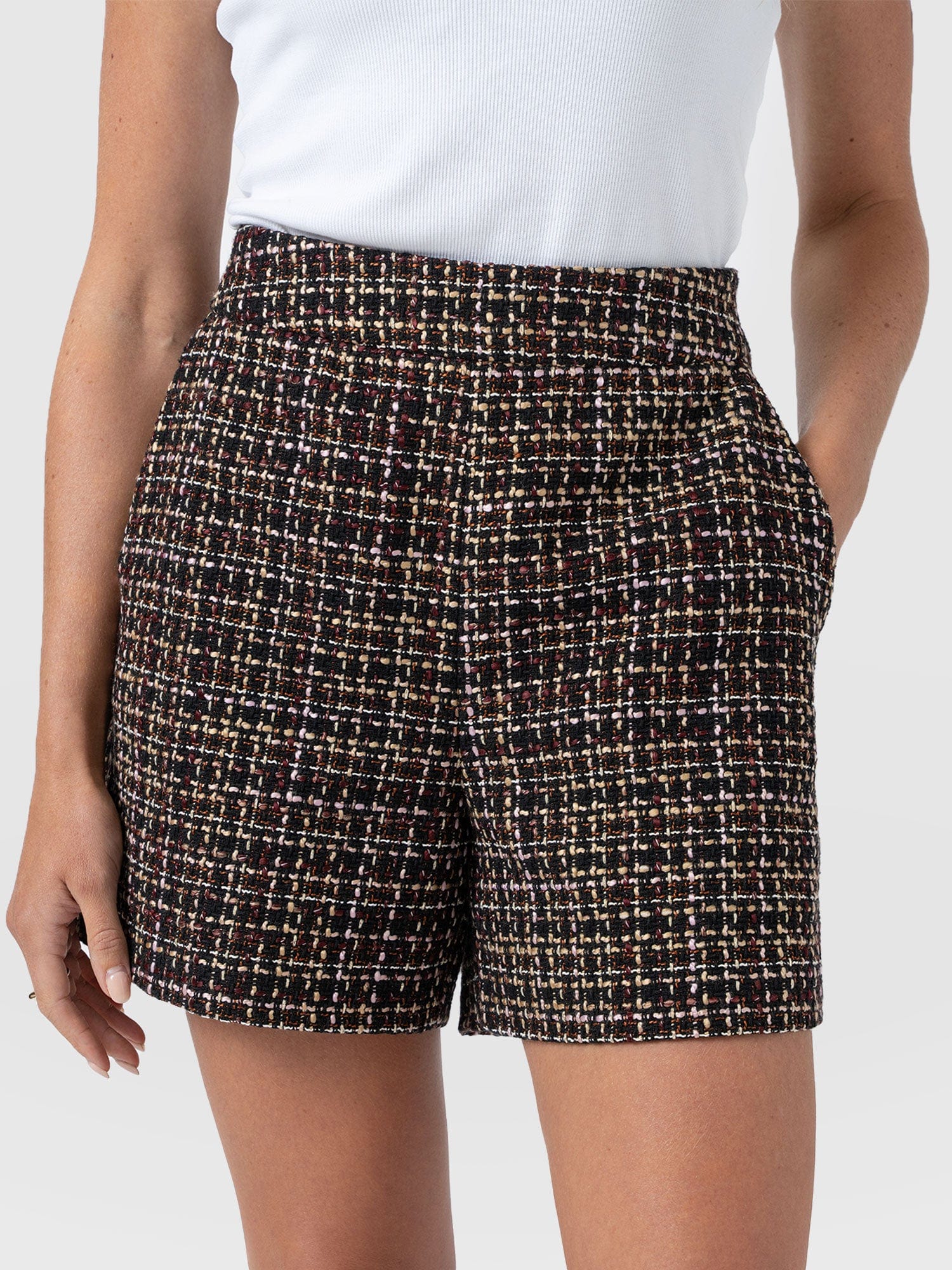 Astrid Short - Black/Burgundy/Gold Boucle - Image 3