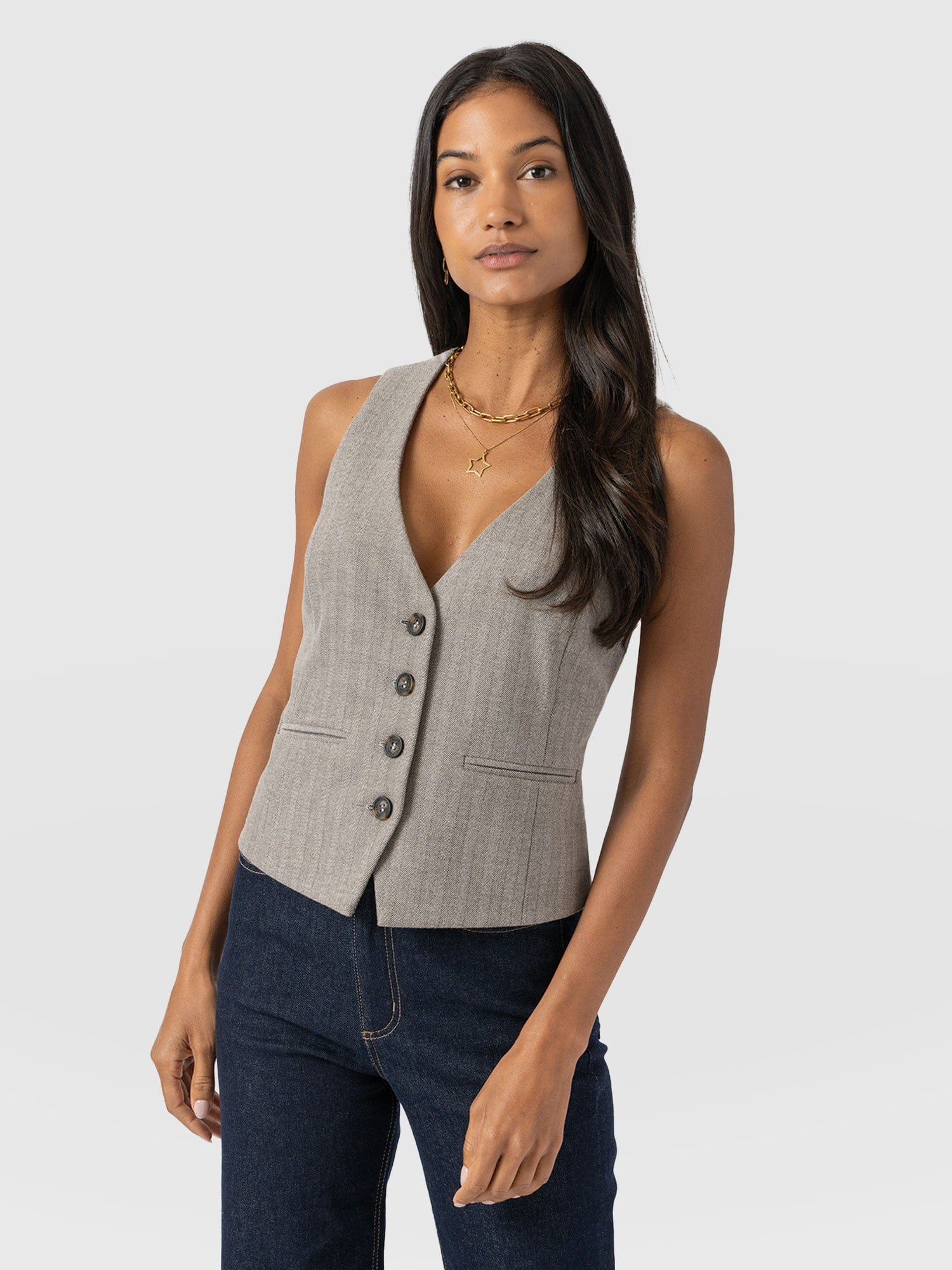 Astrid Waistcoat - Brown Herringbone - Image 3