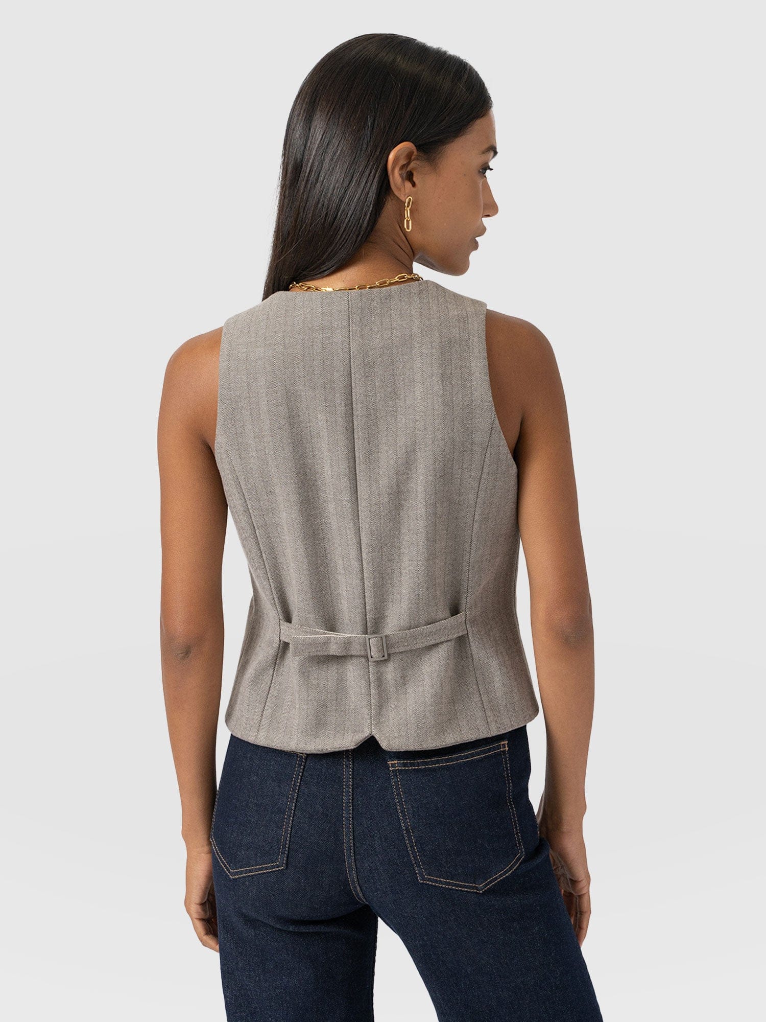 Astrid Waistcoat - Brown Herringbone - Image 6