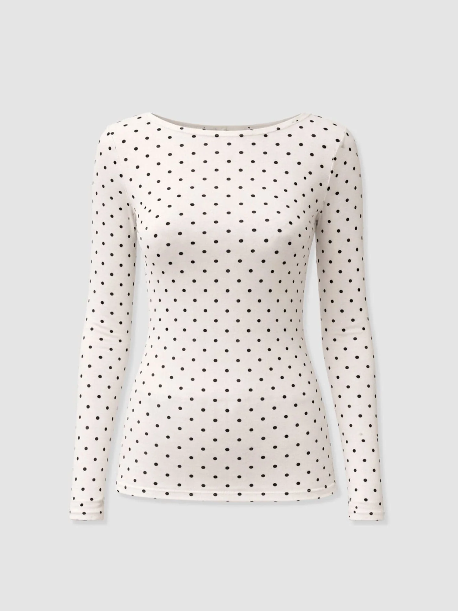 Austen Boat Neck Long Sleeve Tee - Cream Polka Dot - Image 7