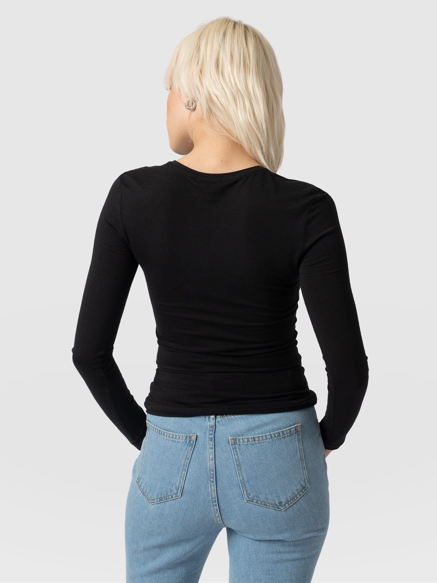 Austen Crew Neck Long Sleeve Tee - Black - Image 6