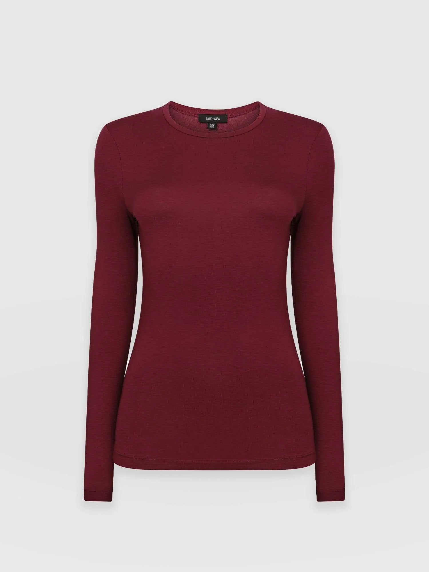 Austen Crew Neck Long Sleeve Tee - Burgundy - Image 7