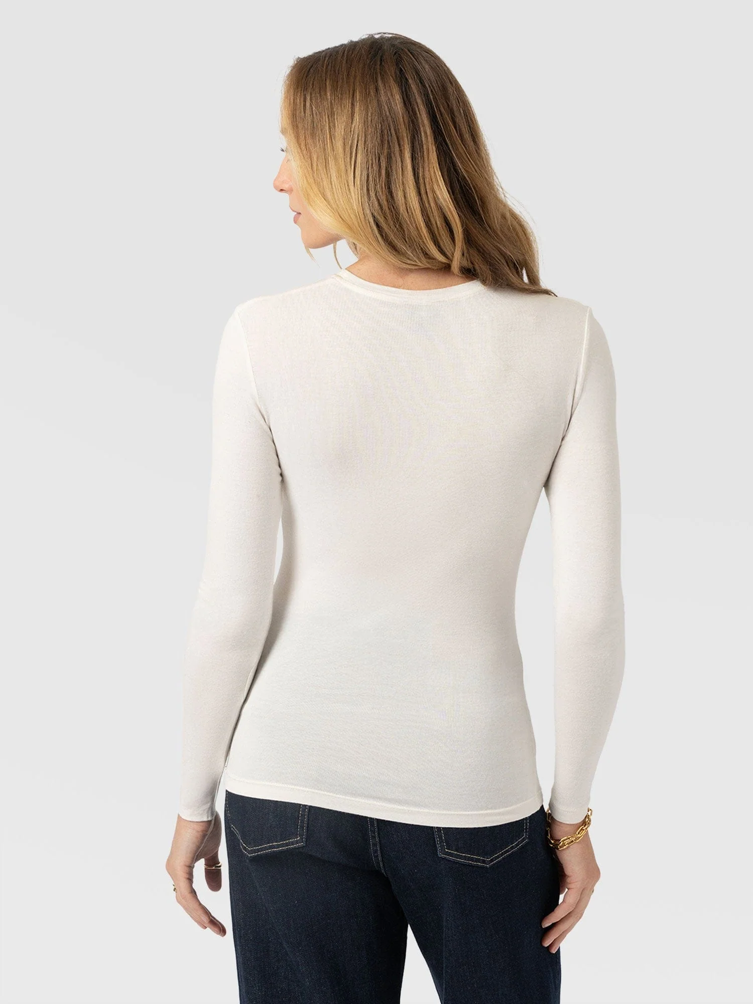 Austen Crew Neck Tee - Cream - Image 6