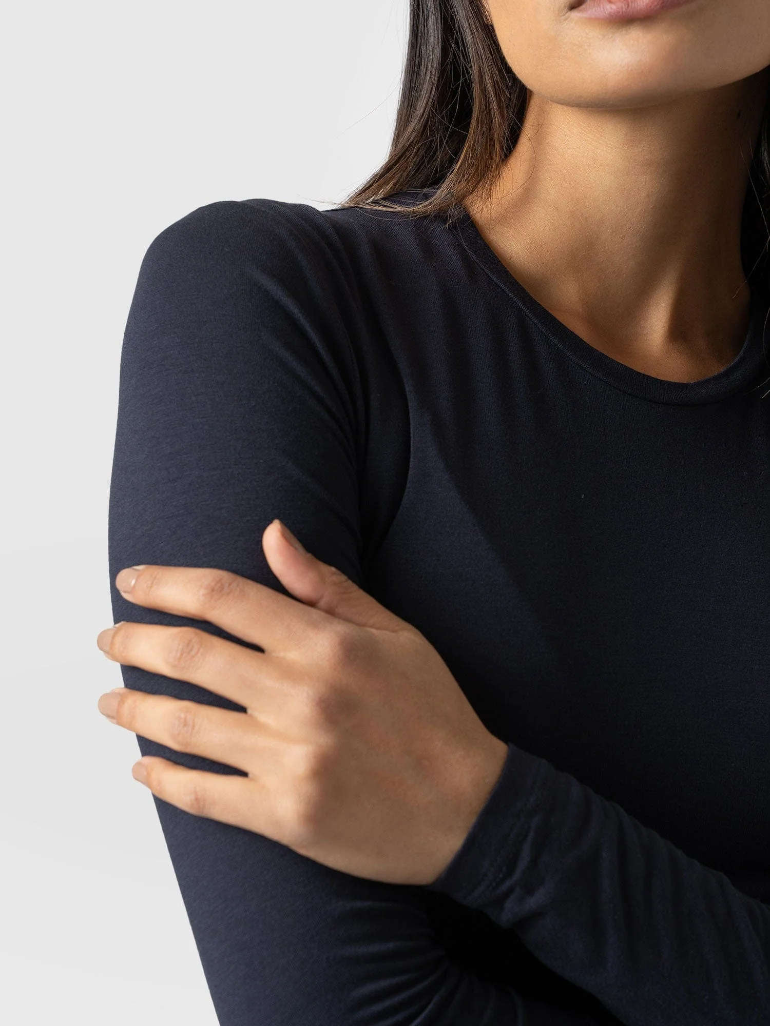 Austen Crew Neck Long Sleeve Tee - Navy - Image 4
