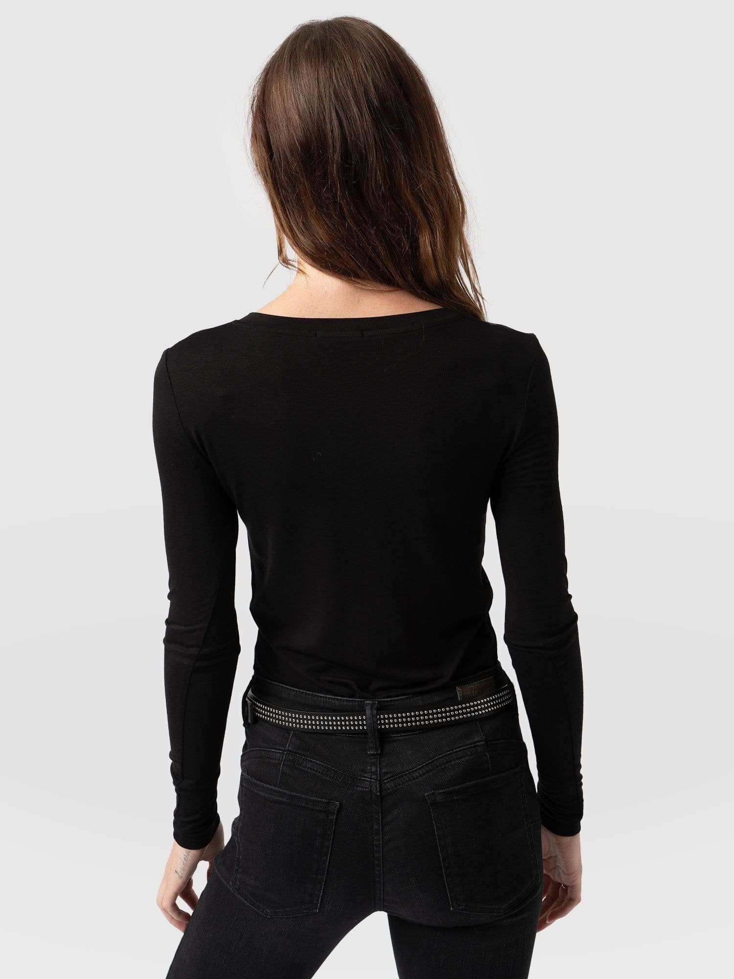 Austen V Neck Tee - Black - Image 5