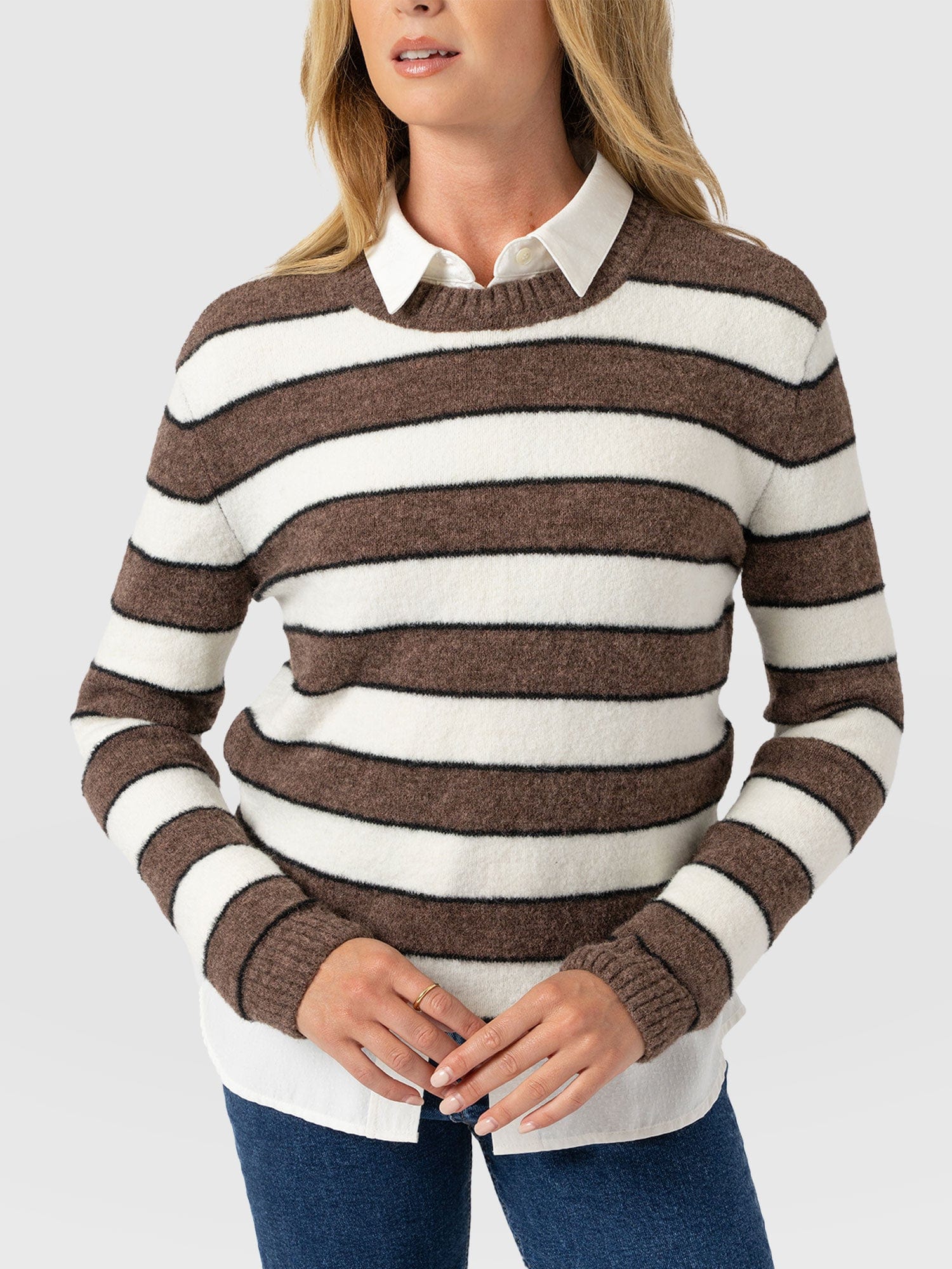 Azura Knit Jumper - Brown Stripe - Image 3