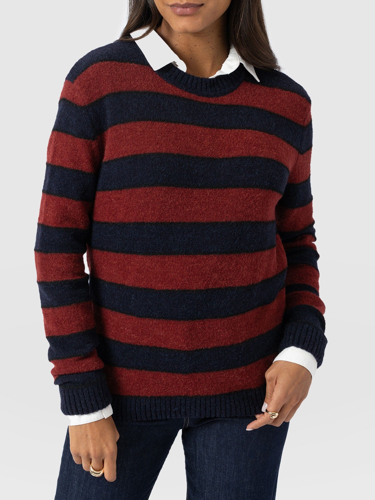 Azura Knit Jumper - Red/Navy - Image 3