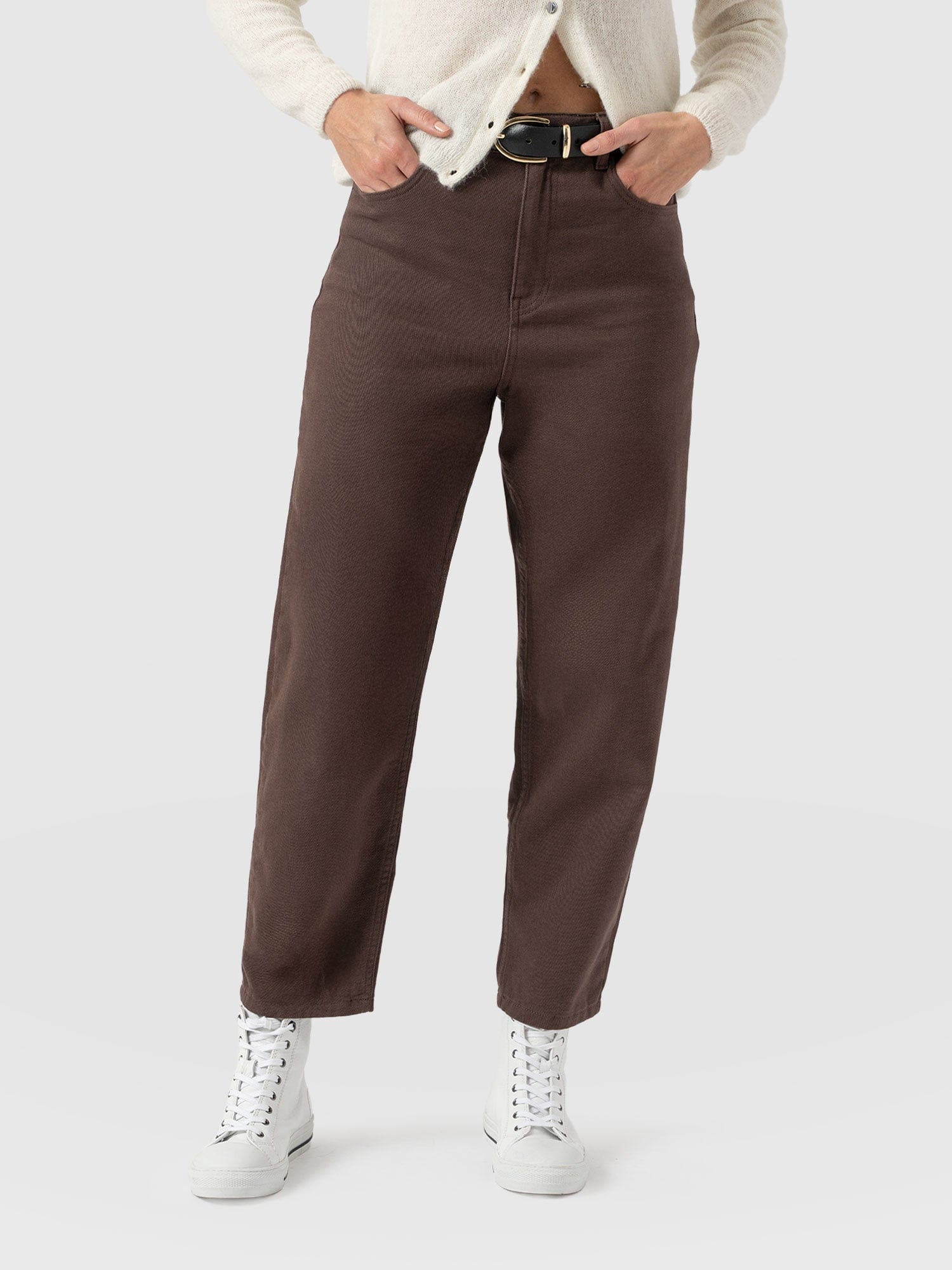 Barrel Leg Jean - Brown - Image 4