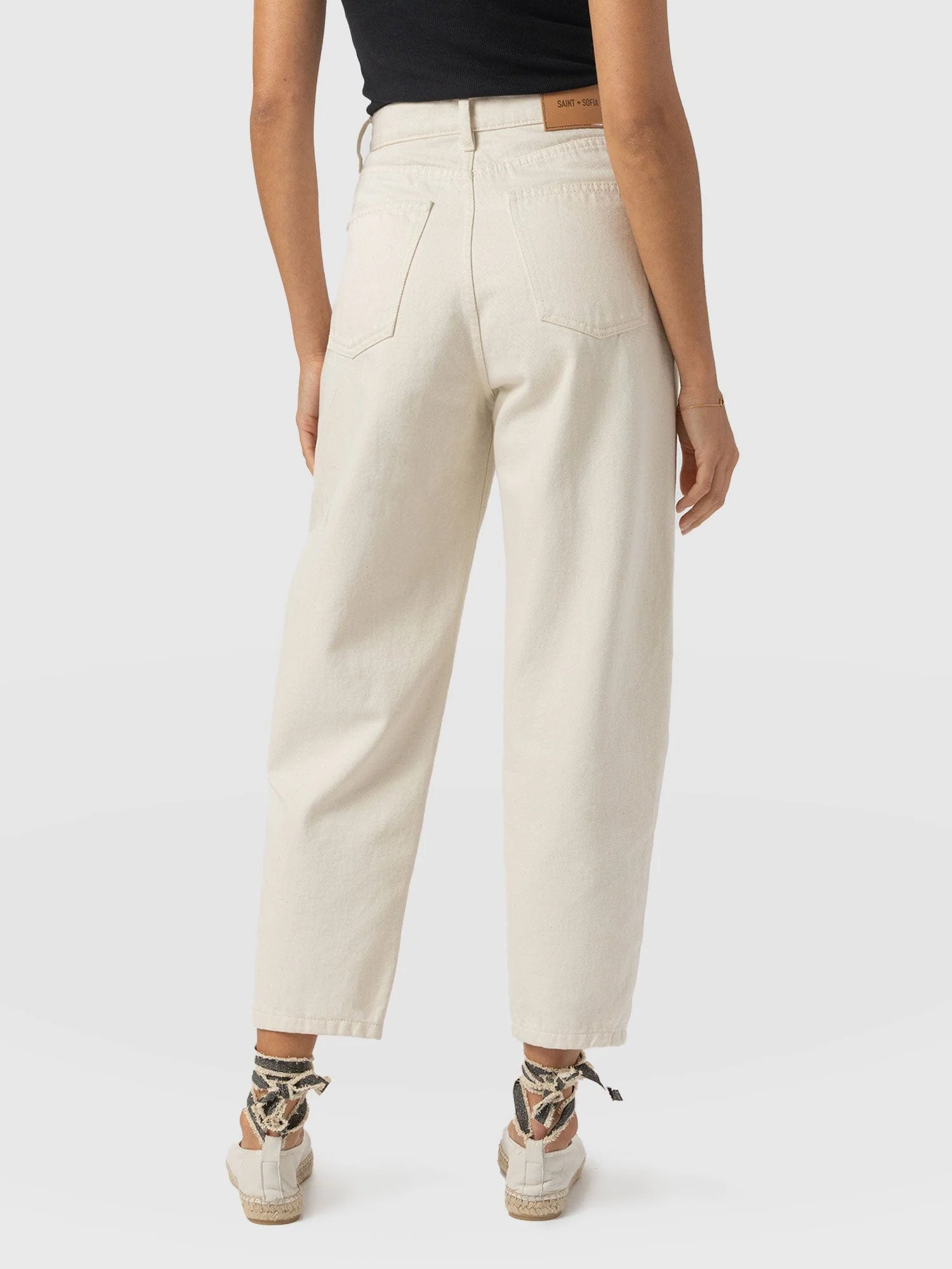 Barrel Leg Jean - Cream - Image 4