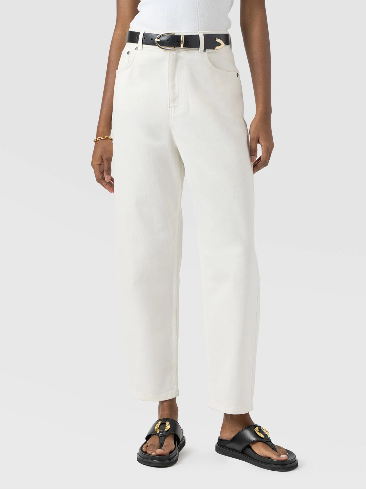 Barrel Leg Jean - White - Image 3