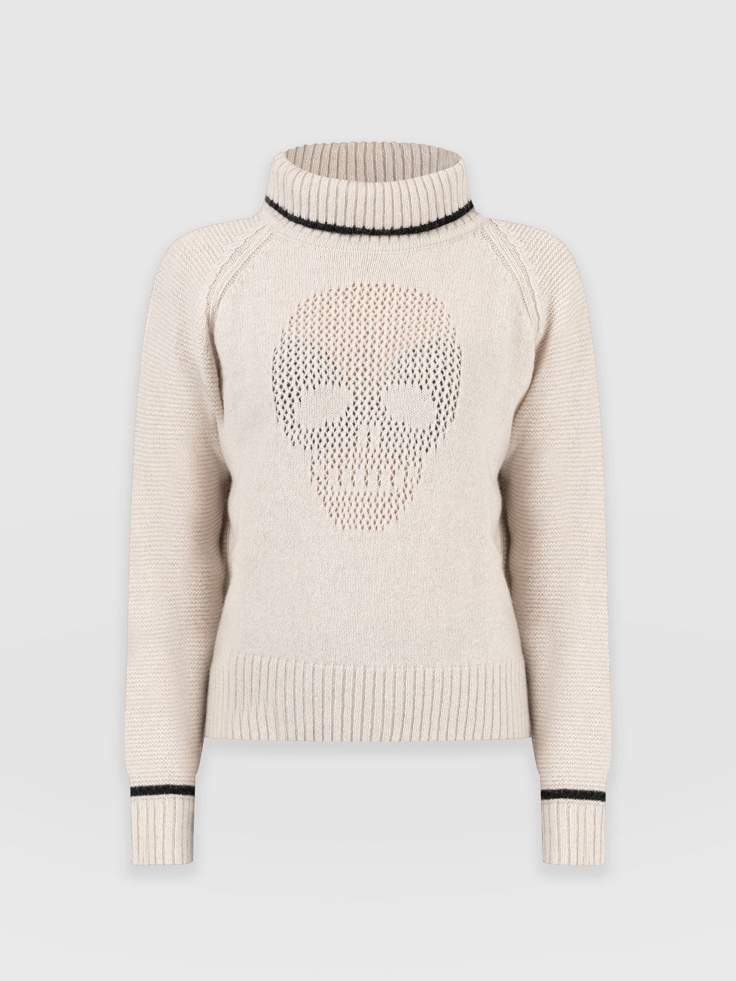 Blake Cashmere Skull Jumper - Cream - Image 7