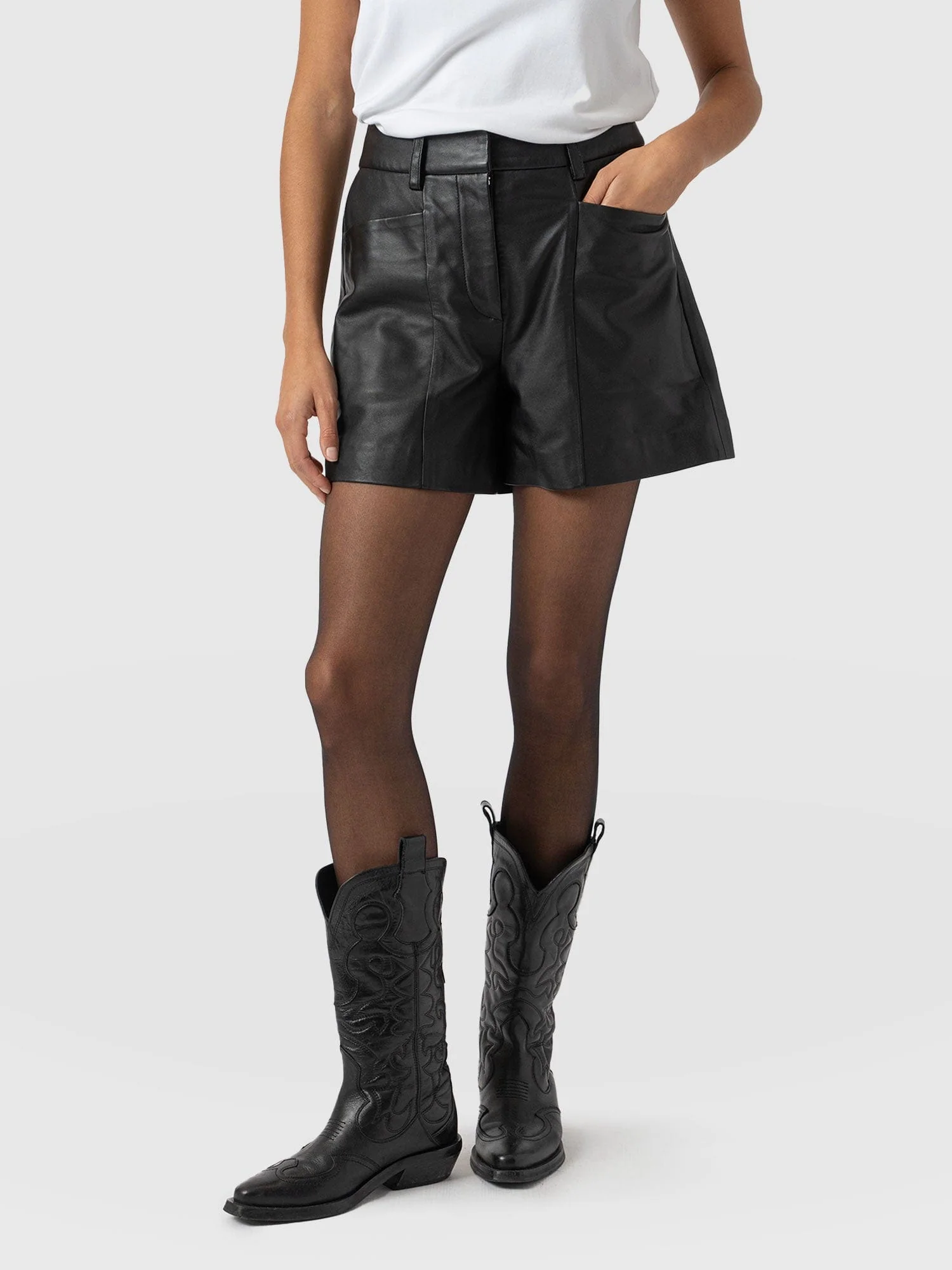Bonham Leather Short - Black - Image 5