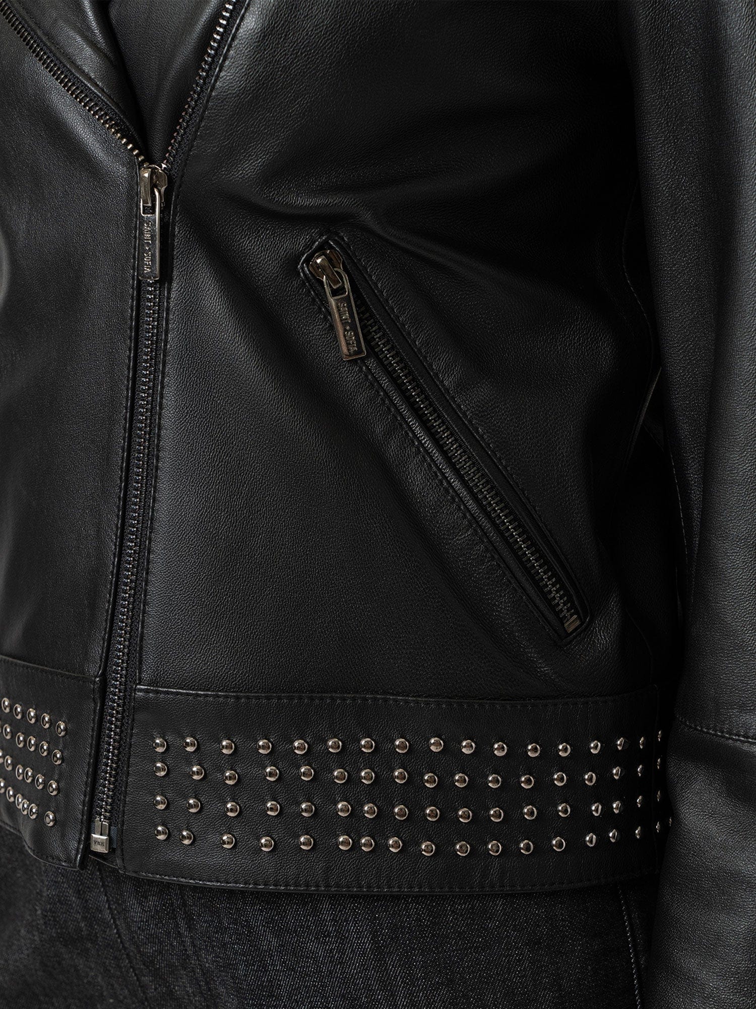 Bonham Studded Biker Jacket - Black - Image 5