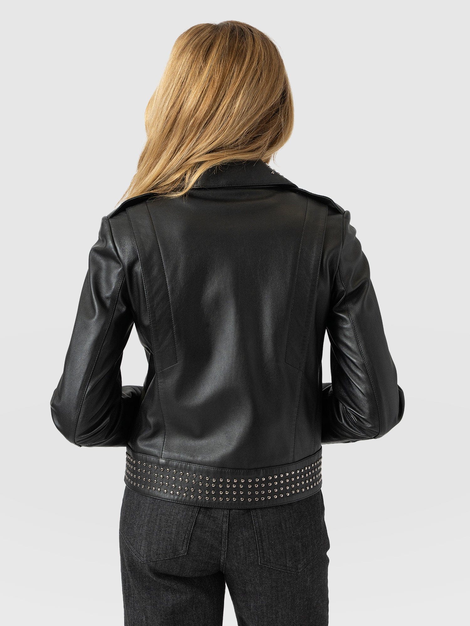 Bonham Studded Biker Jacket - Black - Image 6