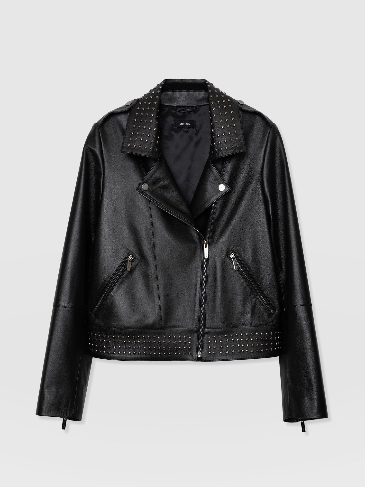 Bonham Studded Biker Jacket - Black - Image 7