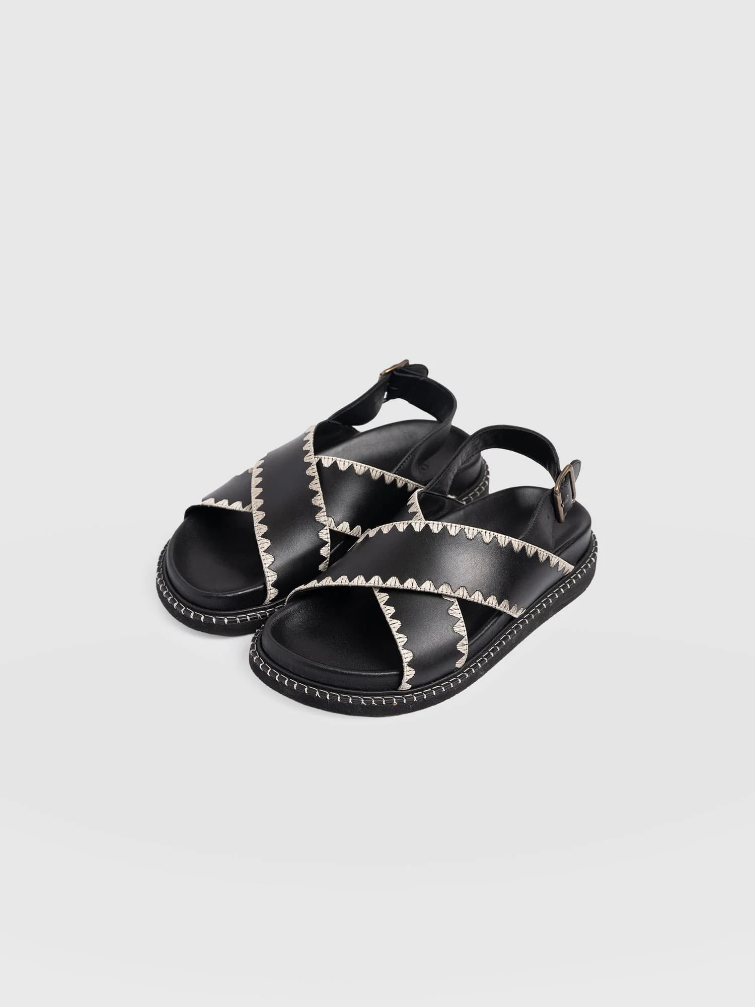 Bonnie Cross Over Sandals - Black - Image 4