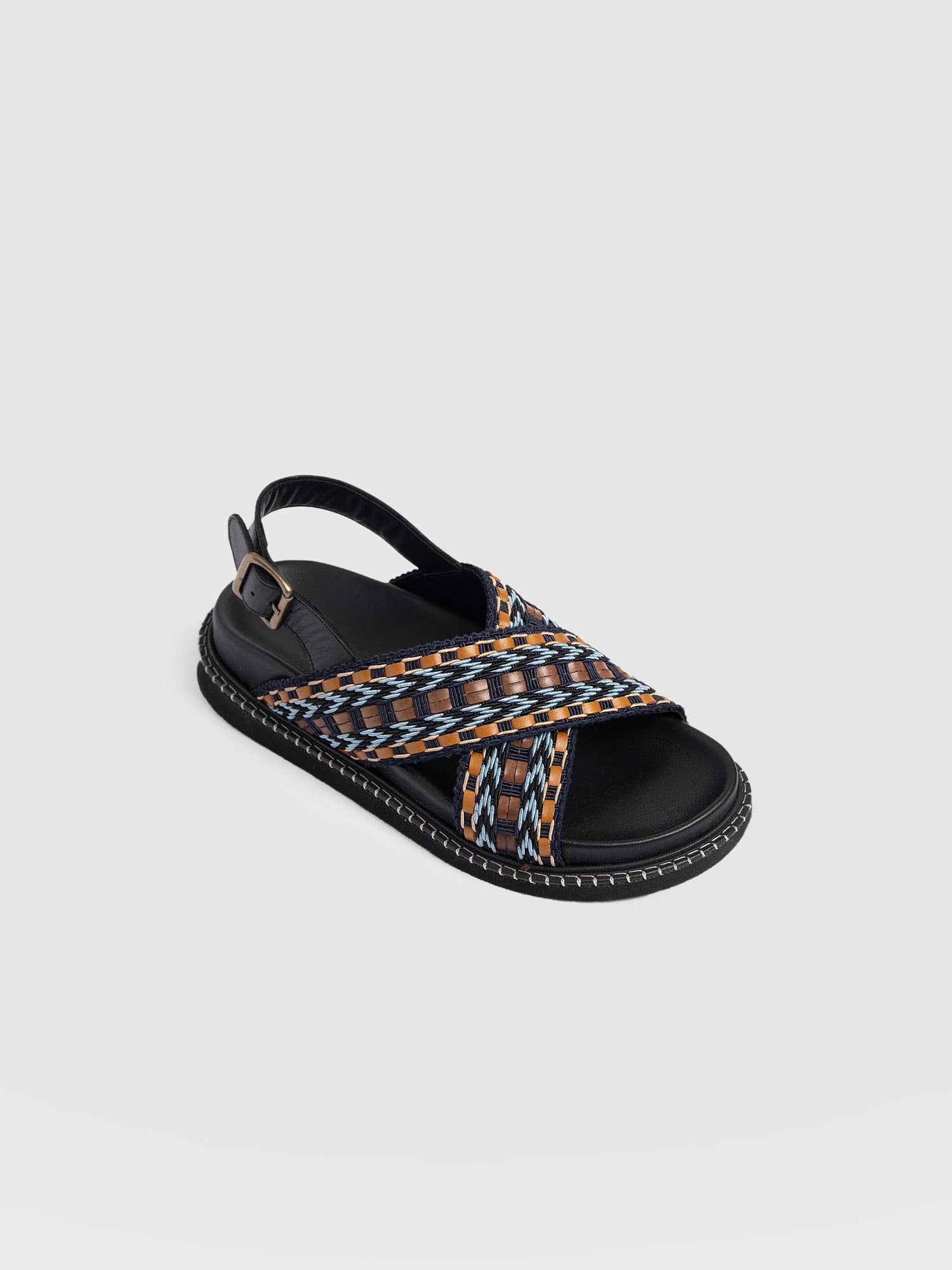 Bonnie Cross Over Sandals - Blue/Brown - Image 3