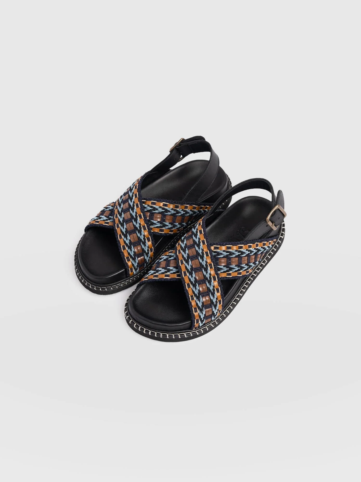 Bonnie Cross Over Sandals - Blue/Brown - Image 4