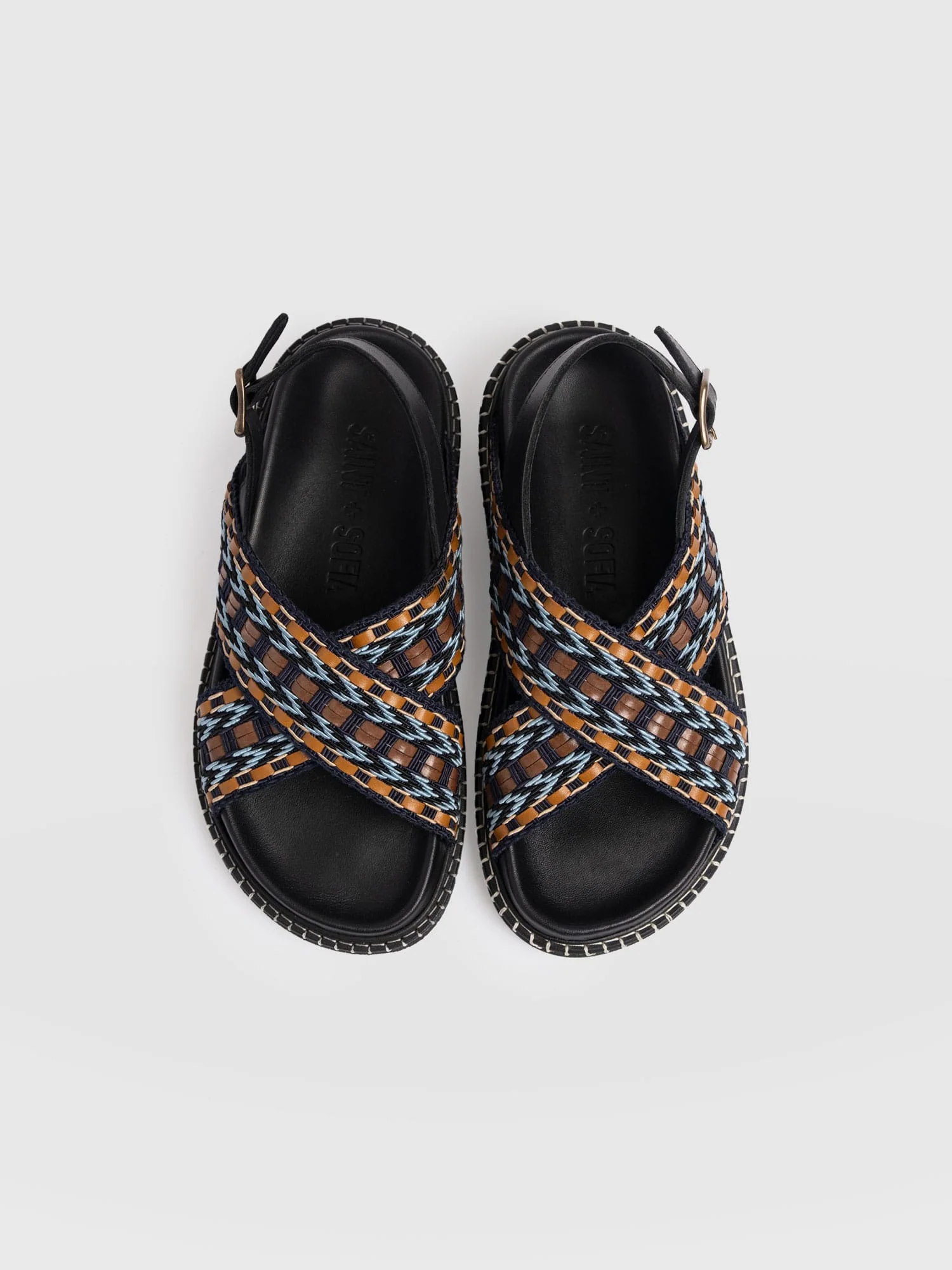 Bonnie Cross Over Sandals - Blue/Brown - Image 5