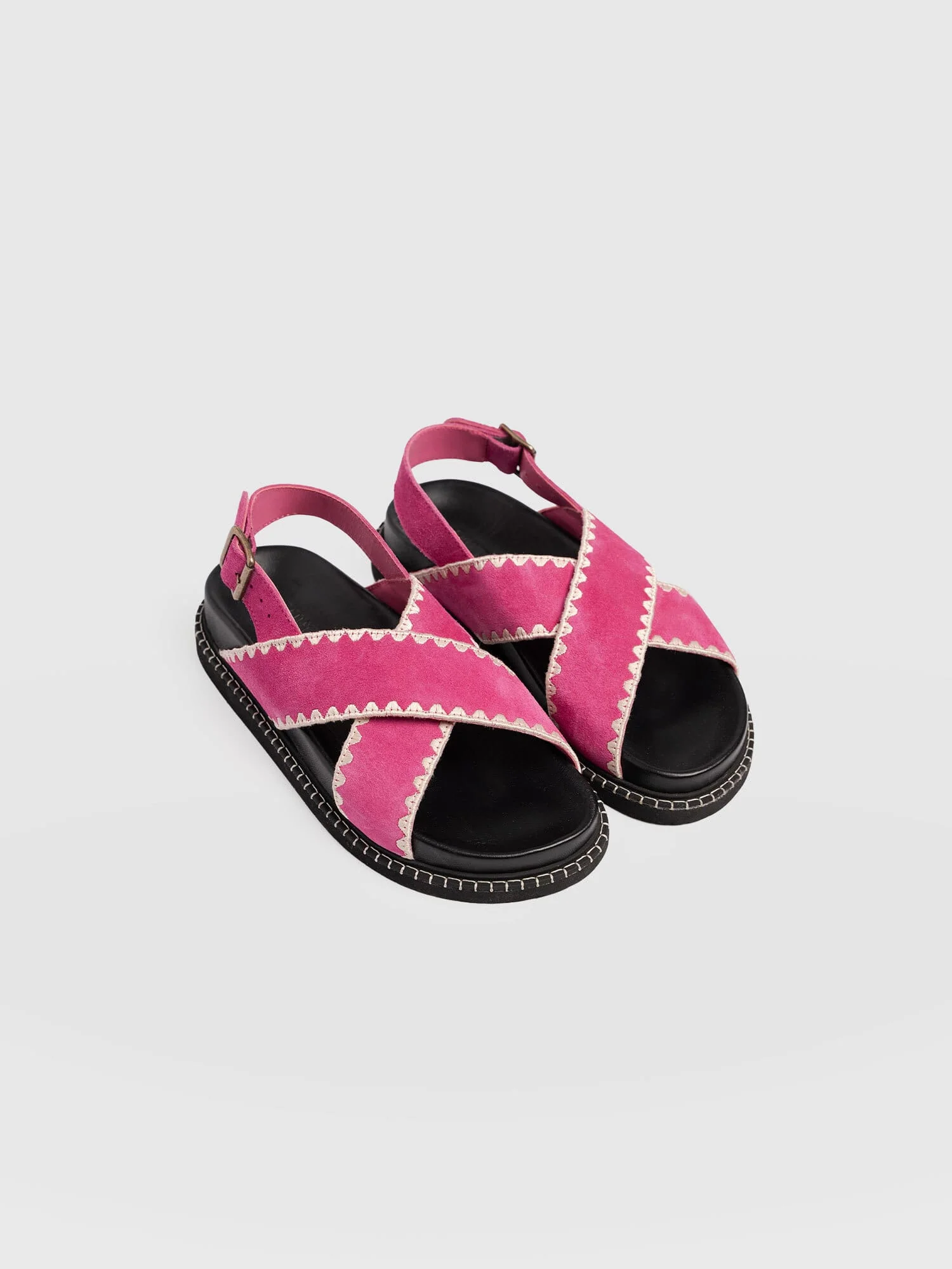 Bonnie Cross Over Sandals - Pink Suede - Image 3