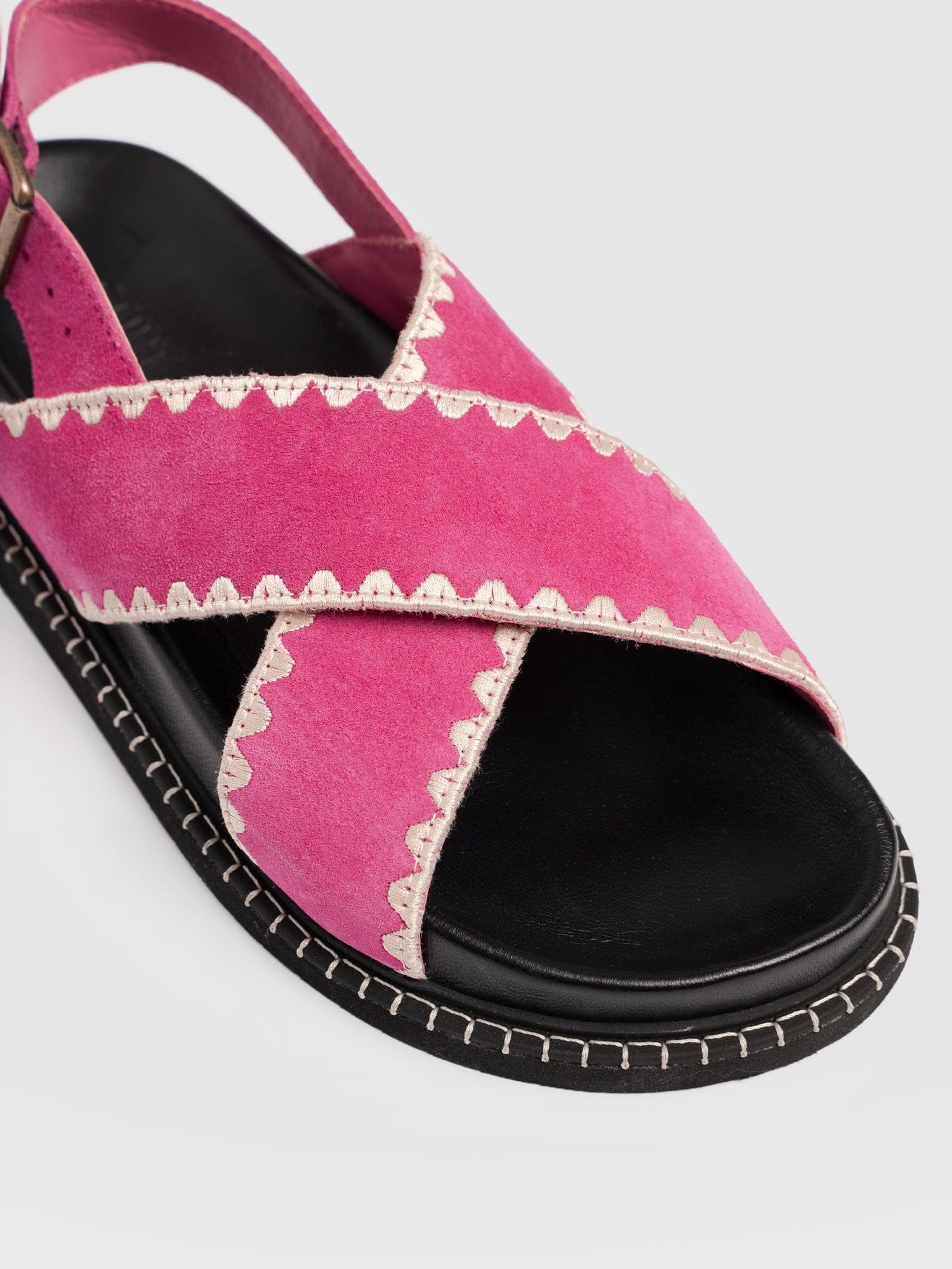 Bonnie Cross Over Sandals - Pink Suede - Image 5