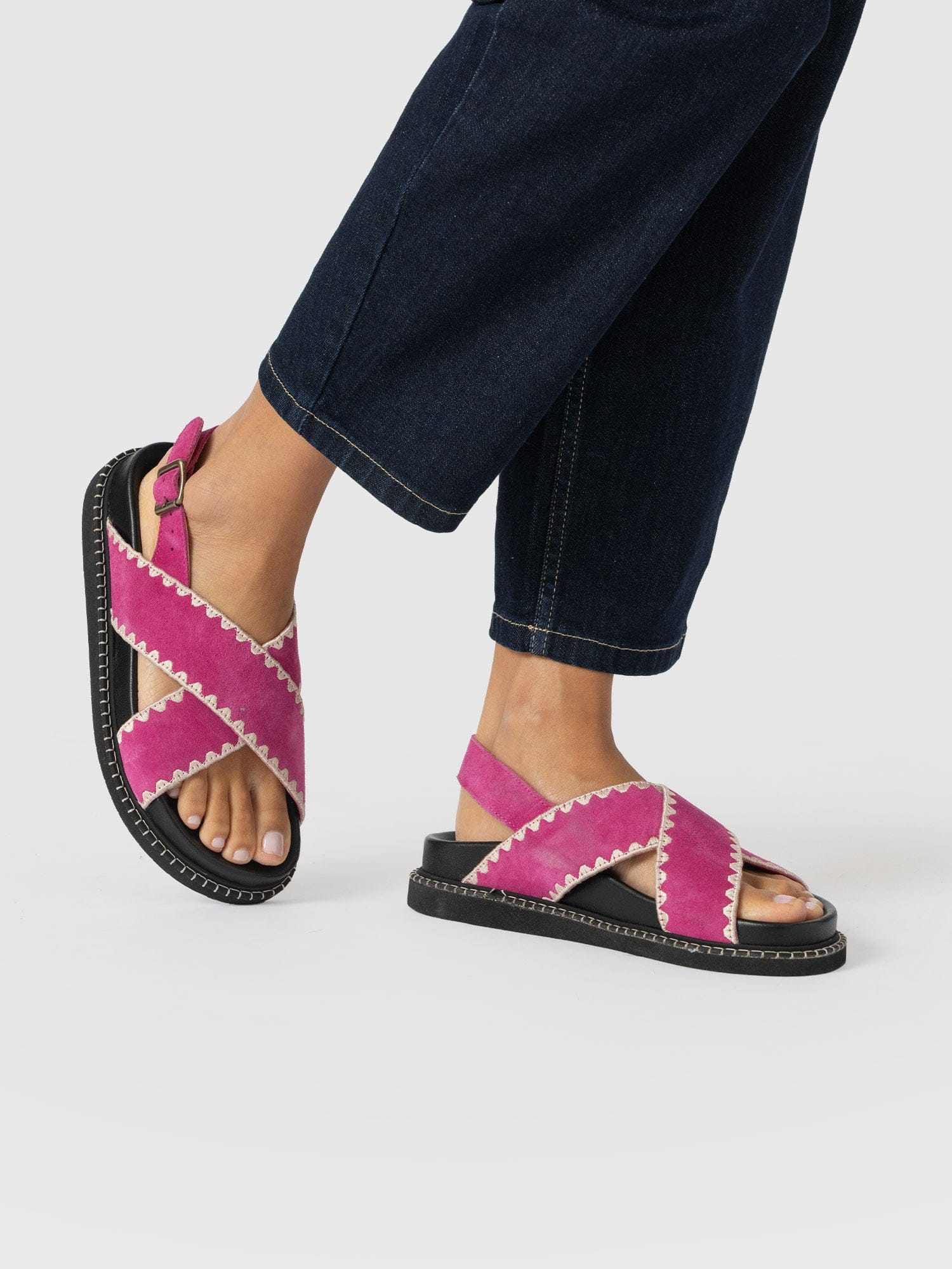 Bonnie Cross Over Sandals - Pink Suede - Image 7