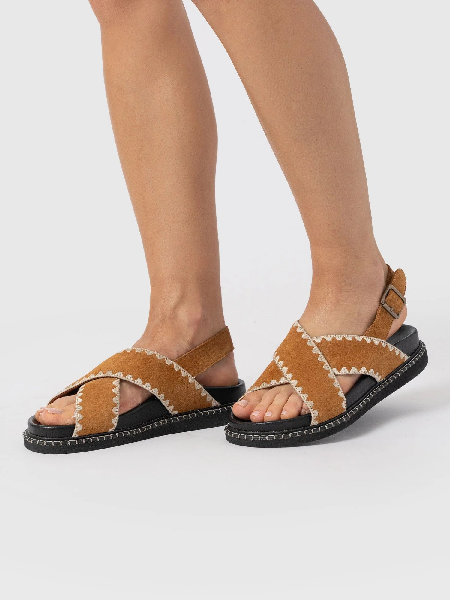 Bonnie Cross Over Sandals - Tan - Image 6